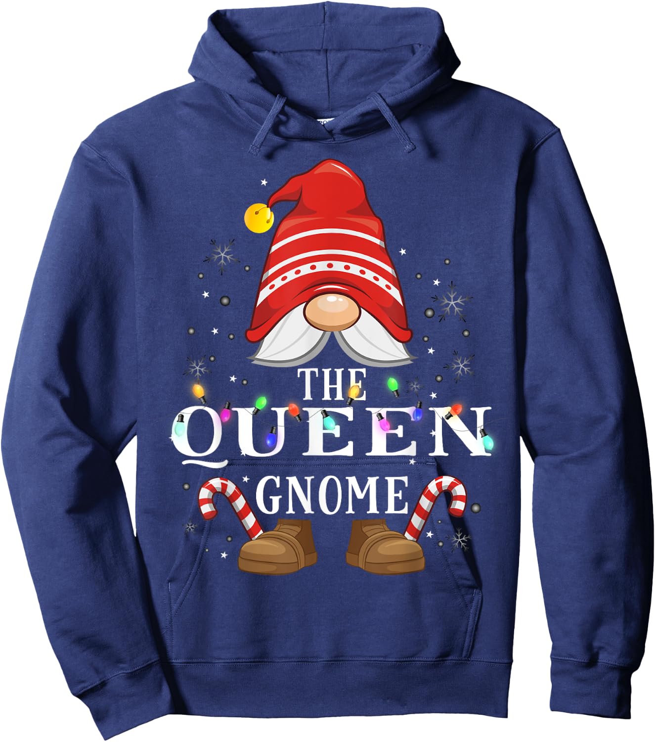 The Queen Gnome Family Christmas Pajama Party Hoodie - Hoodie | Navy