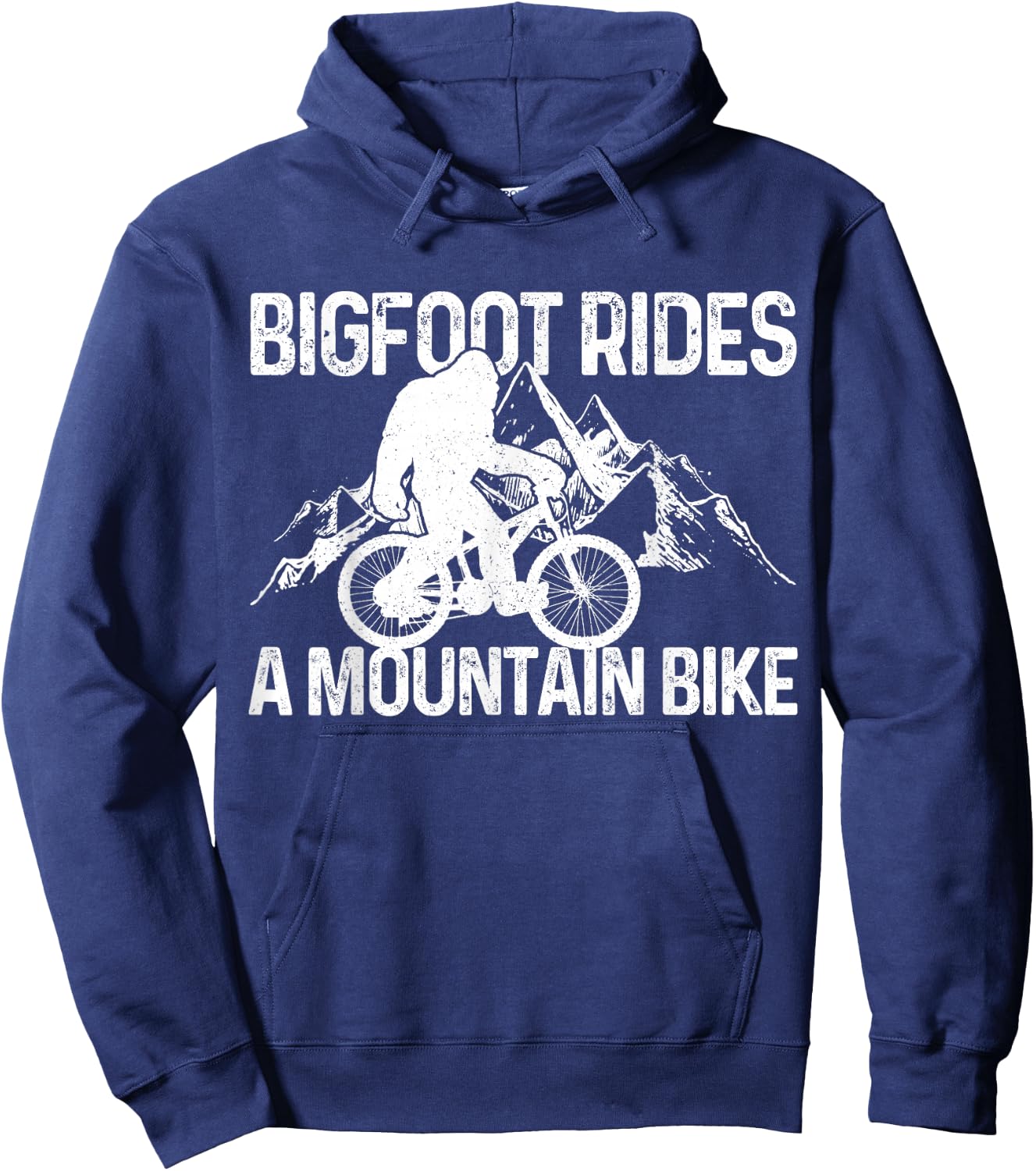 Bigfoot Rides A Mountain Bike Funny MTB Biking Biker Gift Hoodie - Hoodie | Navy