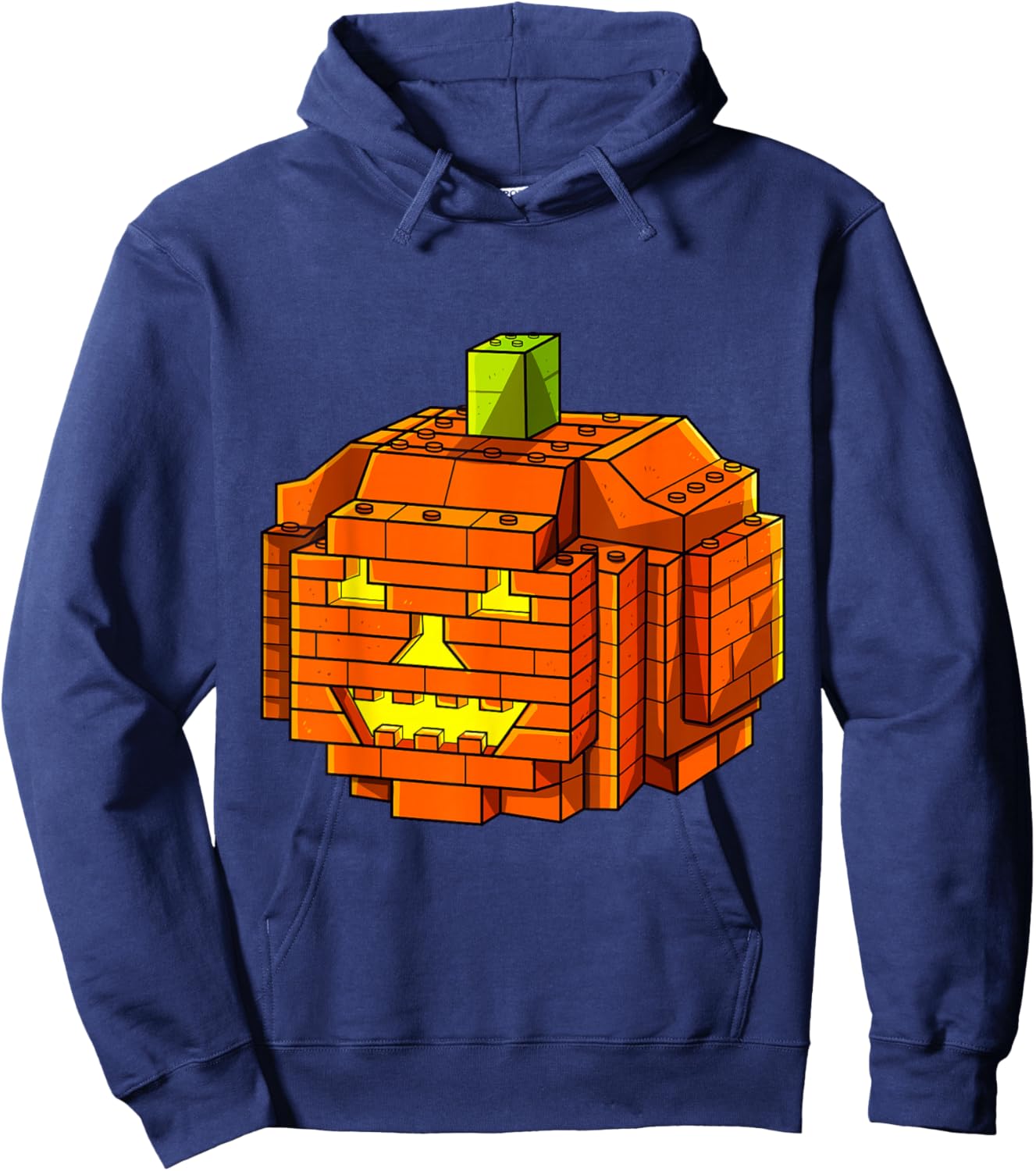 Halloween Building Brick Pumpkin JackoLantern Master Builder Hoodie - Hoodie | Navy
