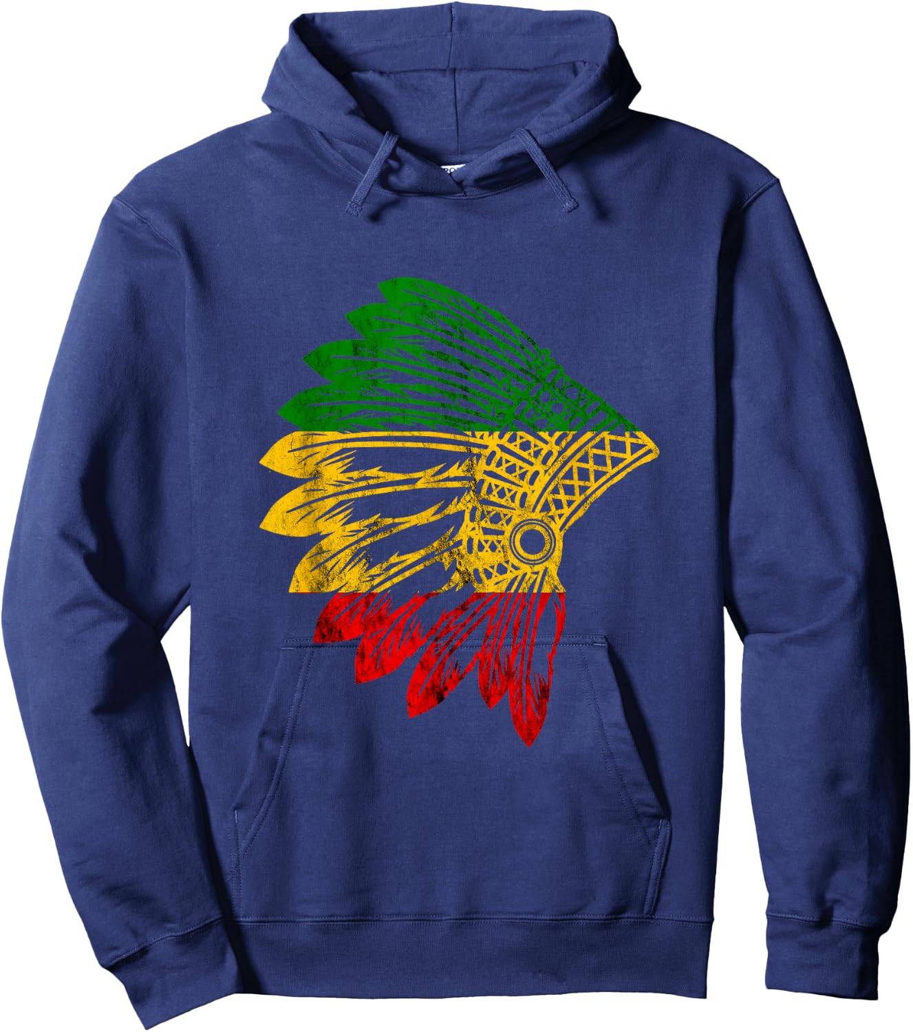 Rasta Reggae Indian Chief Costume Hippie Rastafari Hoodie - Hoodie | Navy