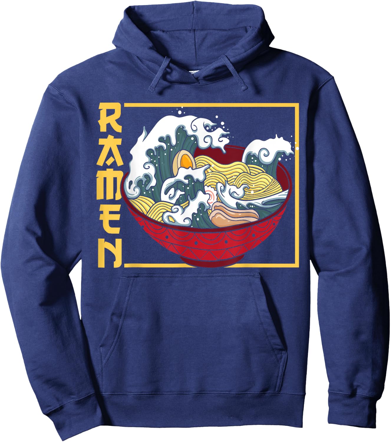 The Great Wave Off Kanagawa Ramen Eater Japanese Noodle Soup Hoodie - Hoodie | Navy
