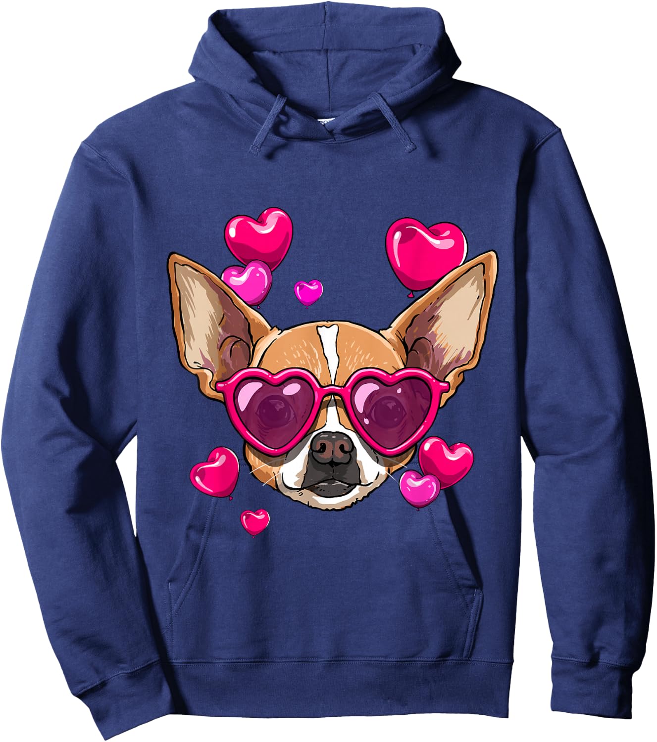 Valentines Chihuahua Dog Face Chihuahua Lover Owner Hoodie - Hoodie | Navy