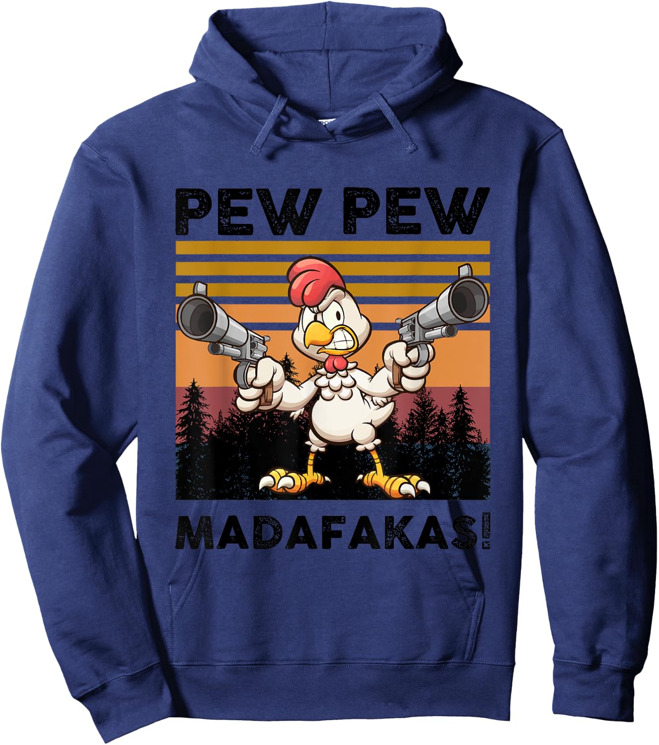 PEW Madafakas Turkey With Gun Retro Vintage Thanksgiving Hoodie - Hoodie | Navy