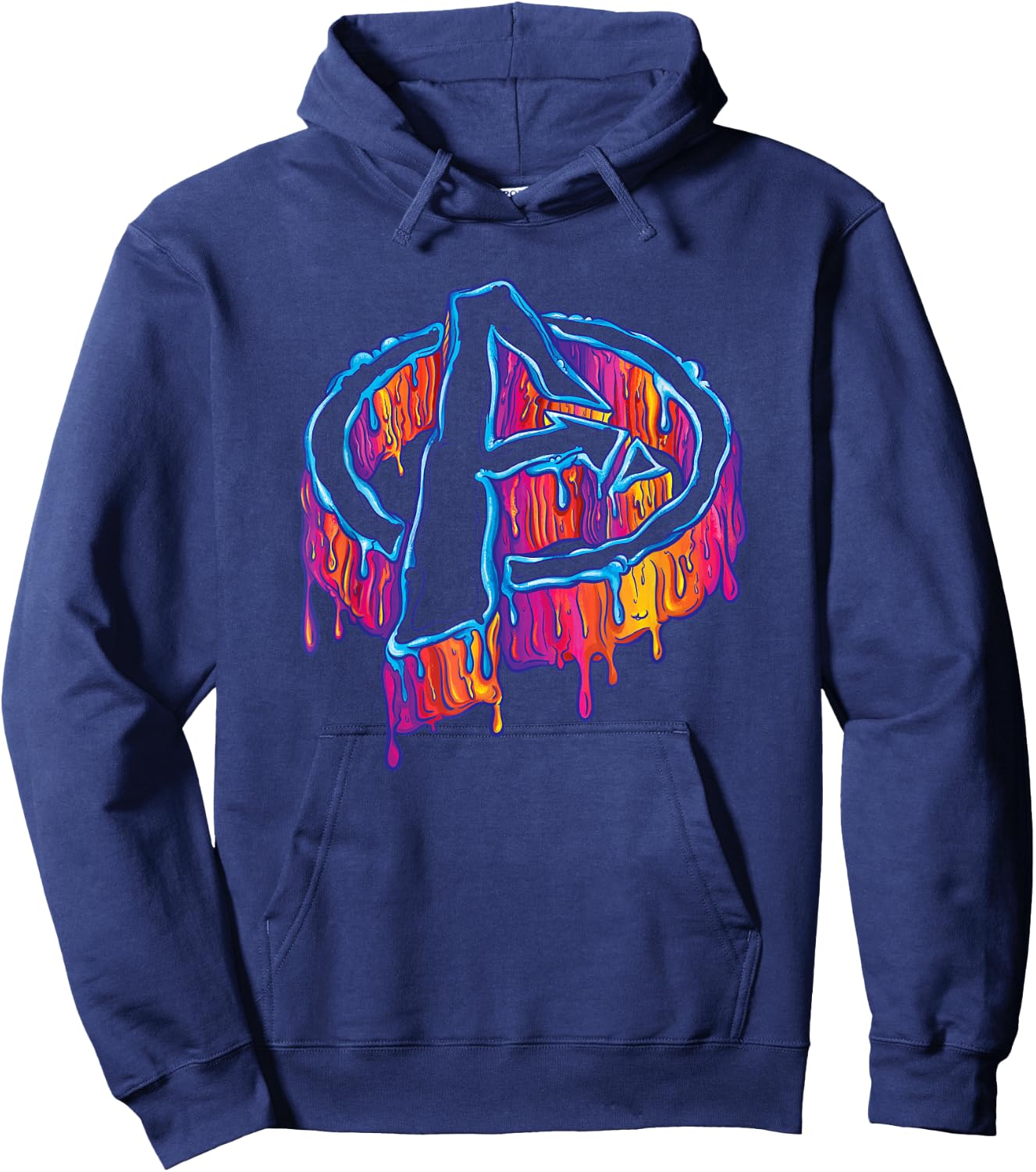 Marvel Avengers A Logo Melting Paint Drip Hoodie - Hoodie | Navy