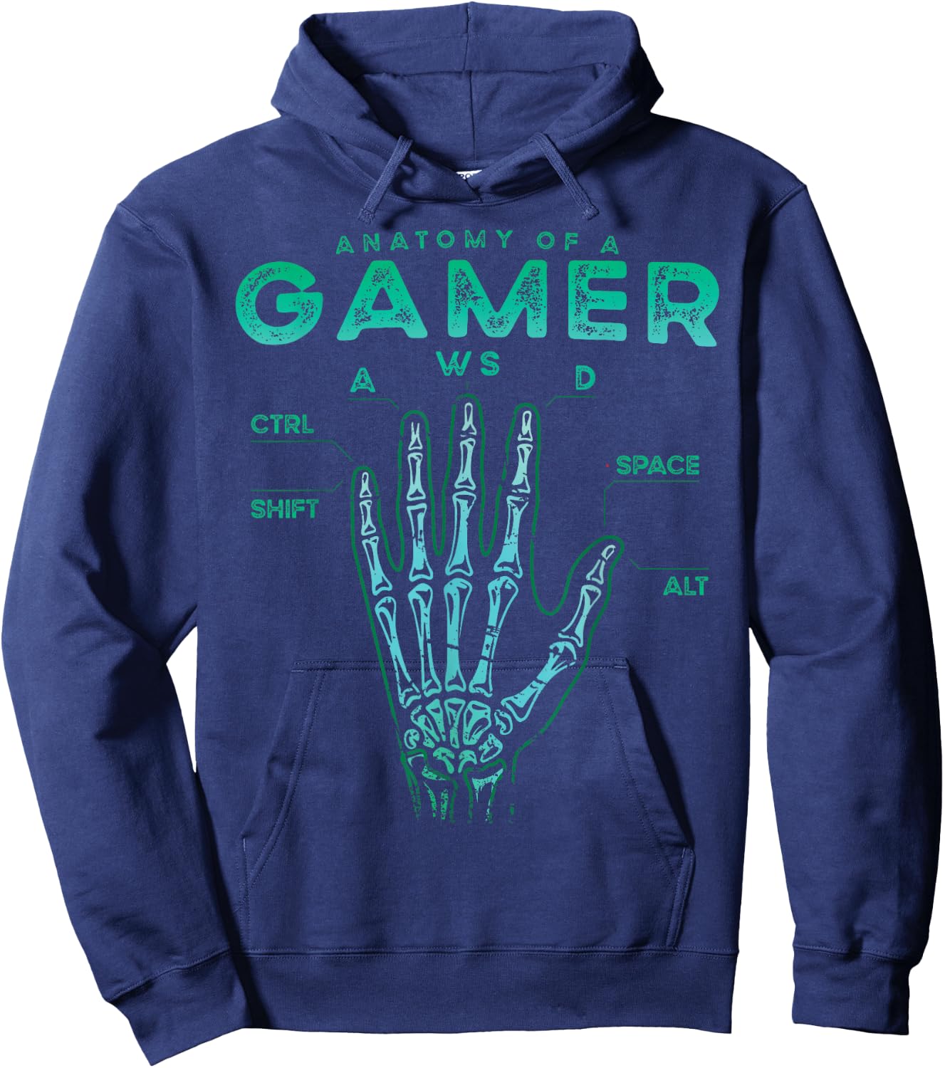 Gamer Anatomy Shirt Skeleton Hand Gaming Video Game Hoodie - Hoodie | Navy