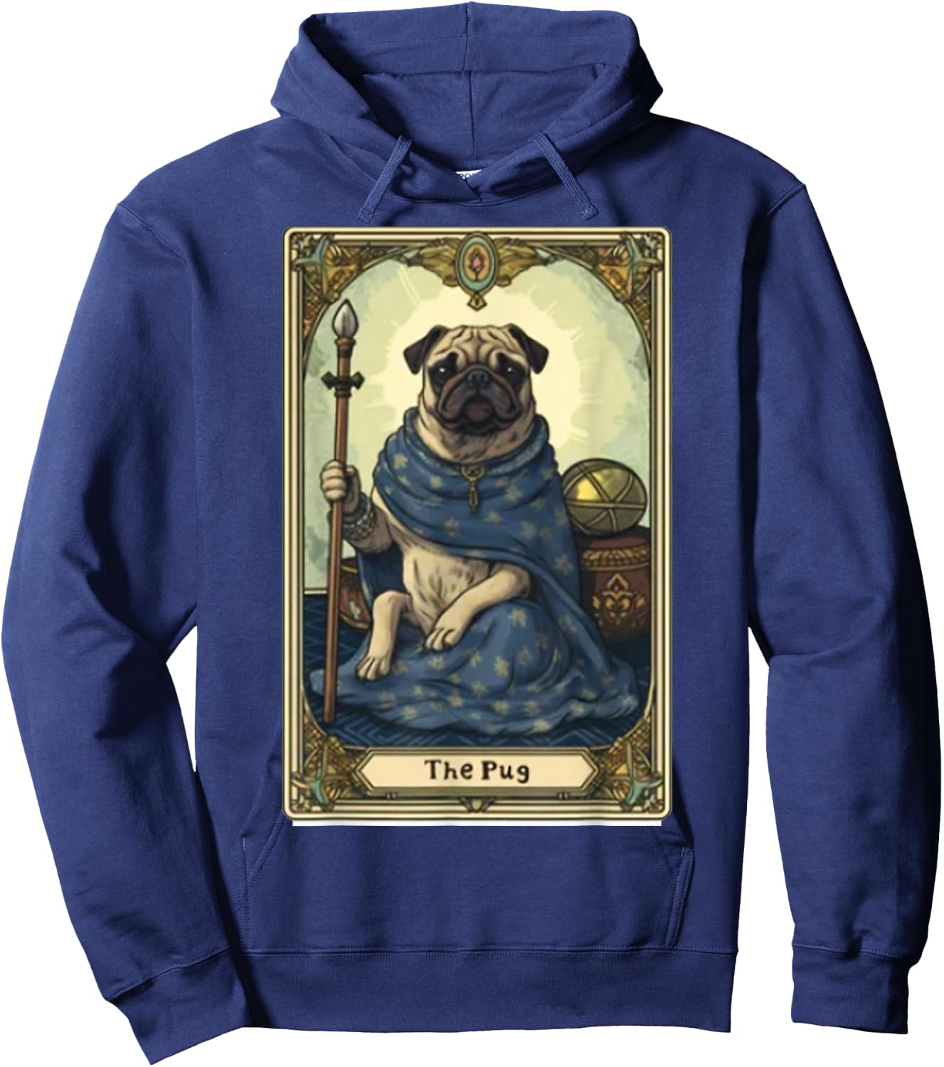 Pug Tarot Card - Pug Dog Tarot Card Hoodie - Hoodie | Navy