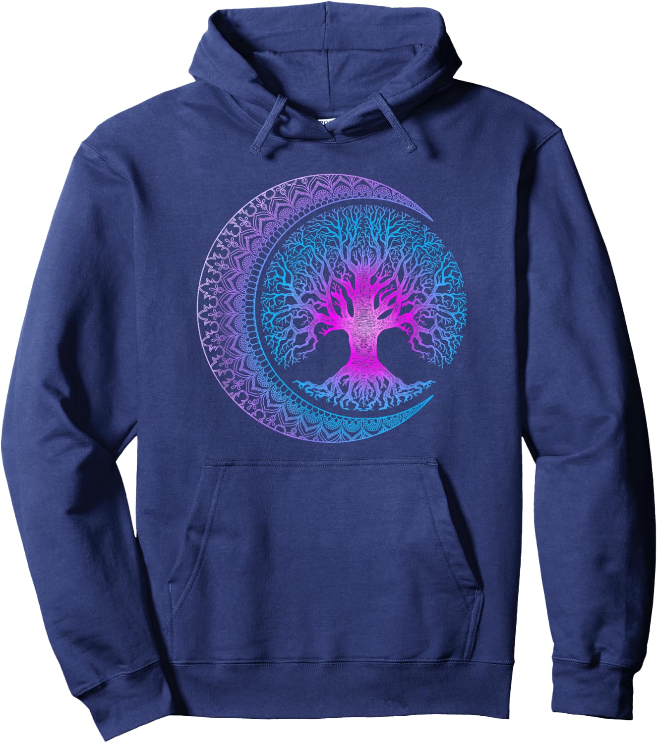 Tree of Life Cresent Moon Phases Mandala Yoga Gift Hoodie - Hoodie | Navy