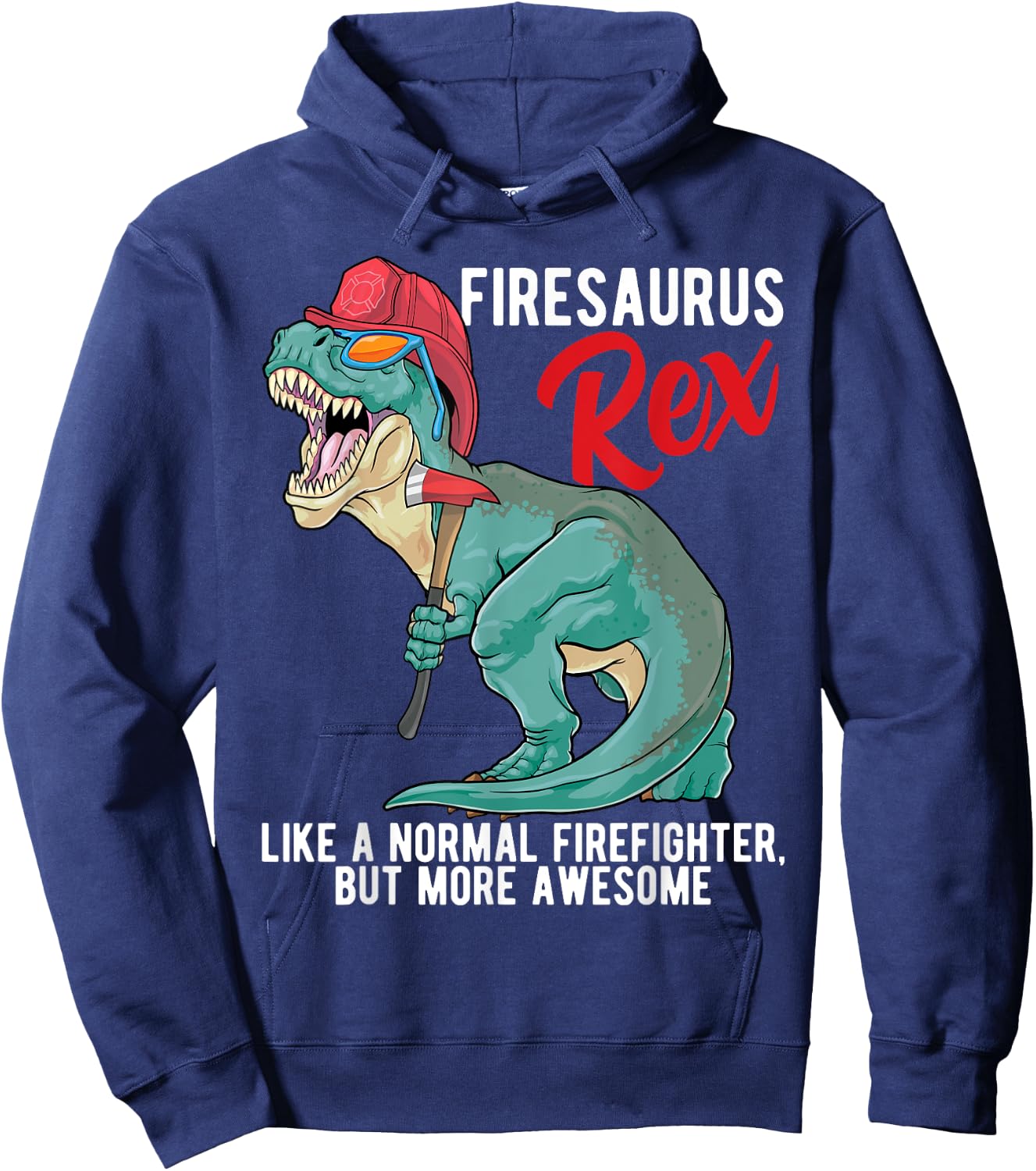Firefighter T Rex Firesarus Rex Dinosaur Fireman Boys Kids Hoodie - Hoodie | Navy