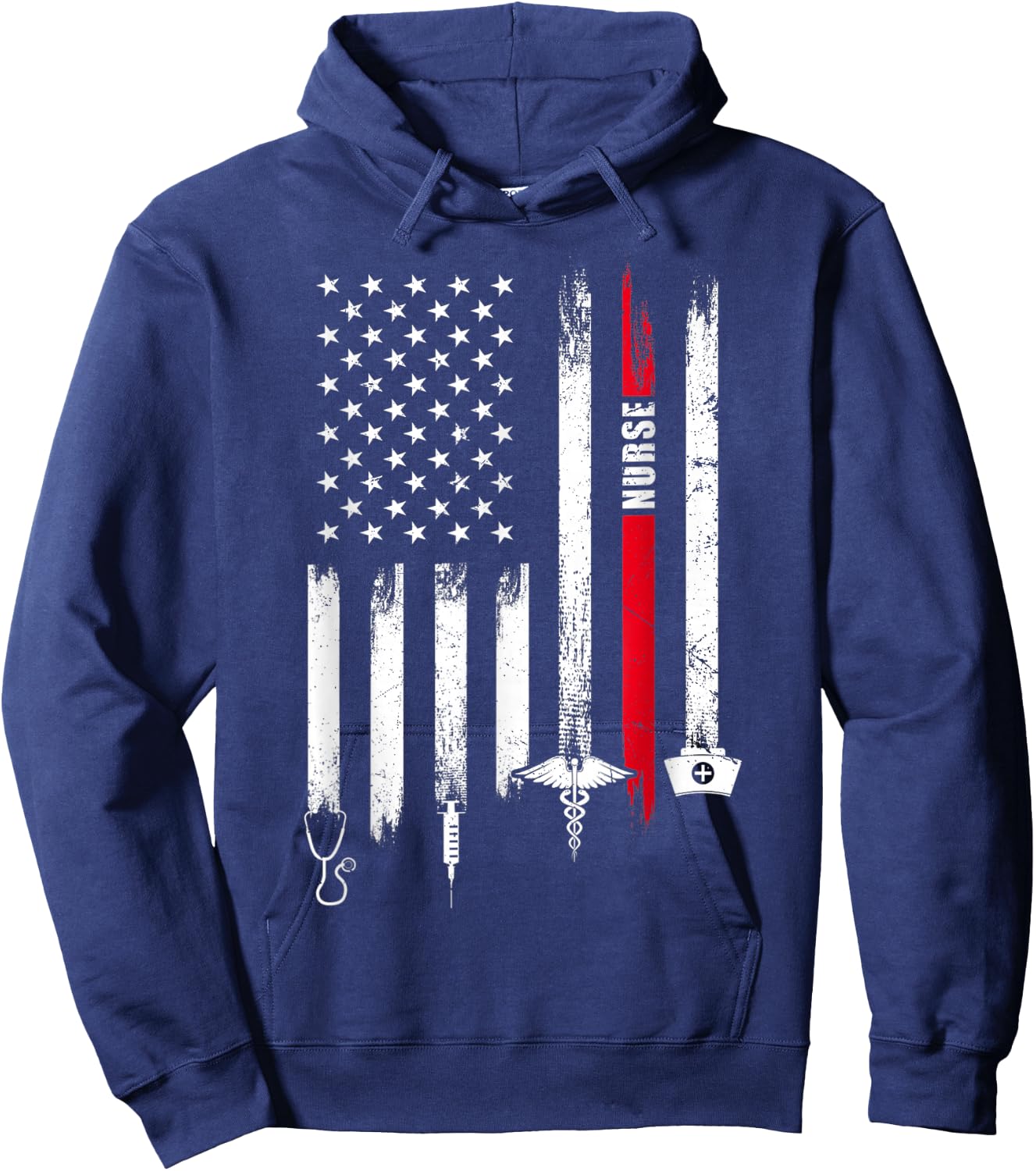 Funny American Flag Nurse Day Gift Small Hoodie - Hoodie | Navy