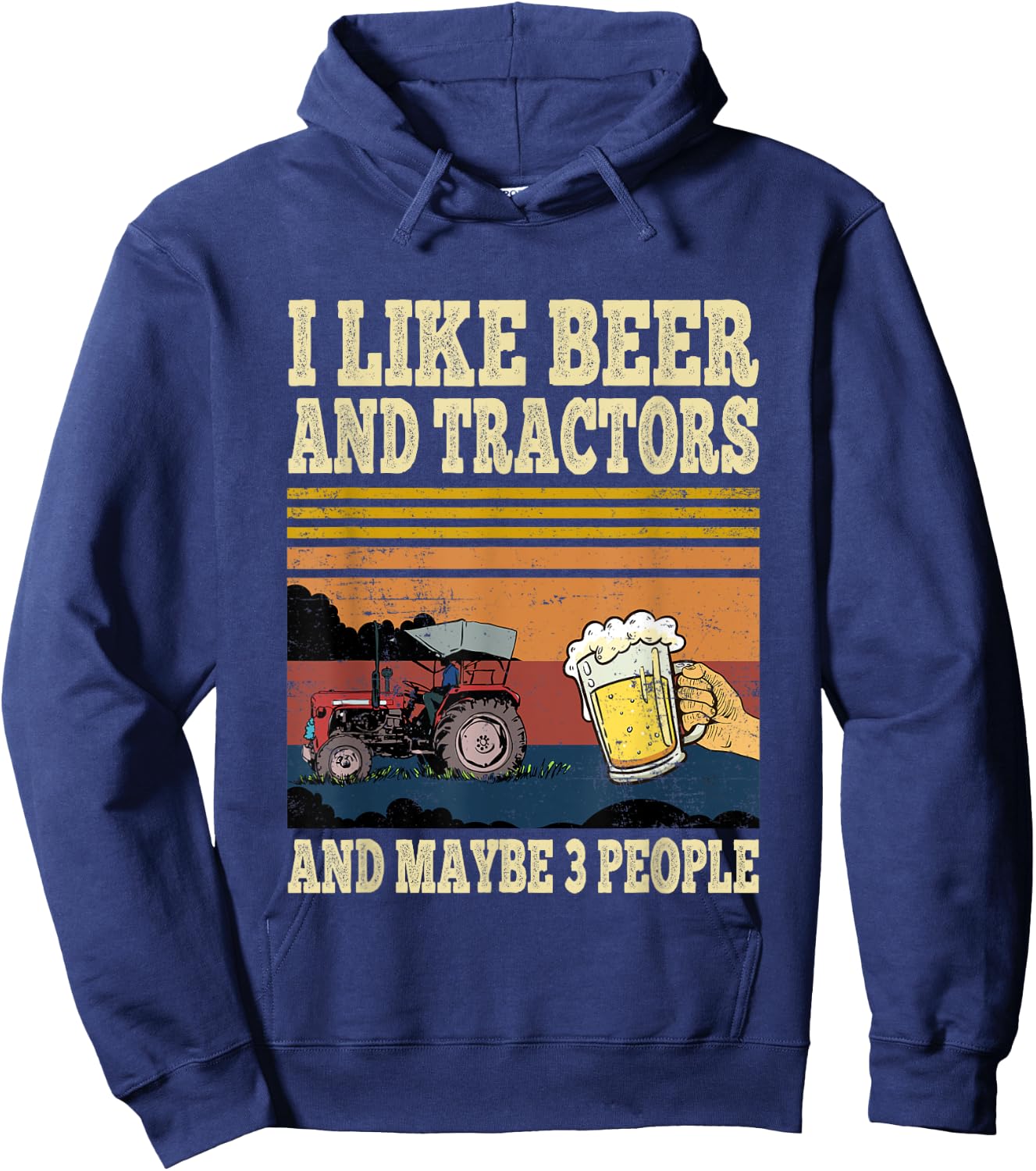 I Like Beer Tractors and Maybe 3 People Funny farmer Vintage Hoodie - Hoodie | Navy