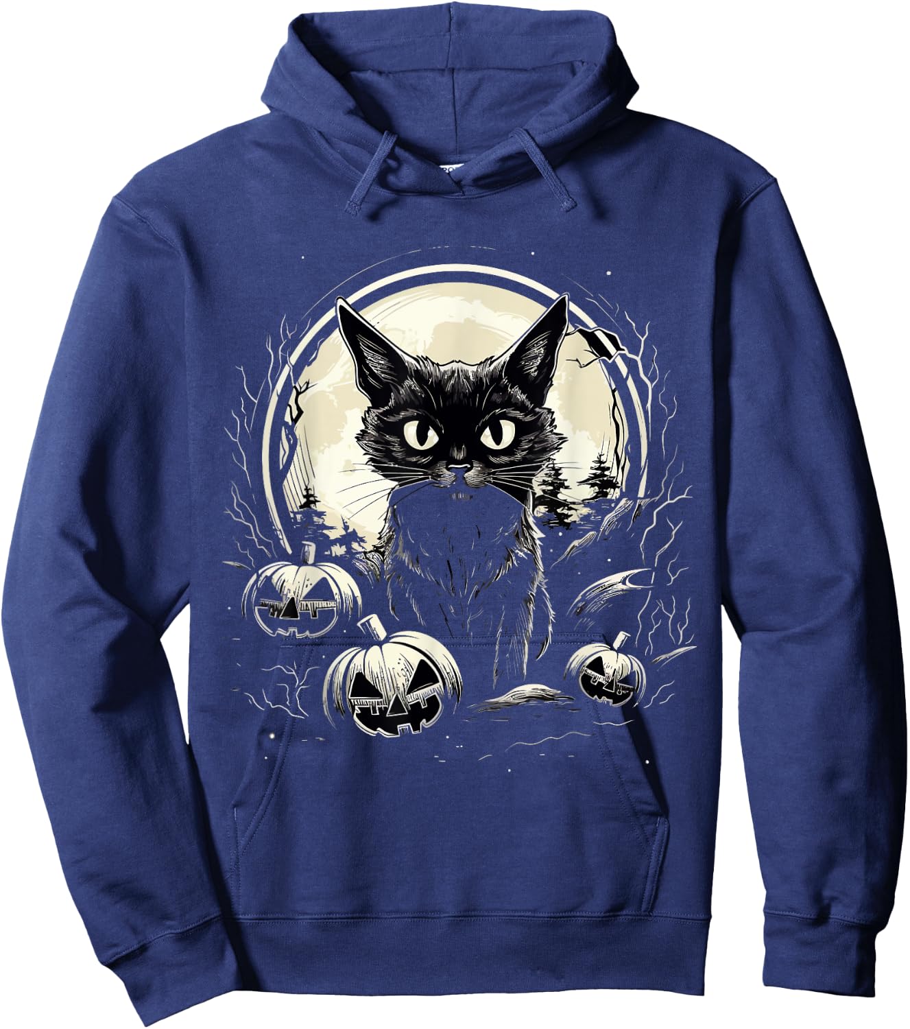 Halloween Black Cat Witch Pumpkins Men Women Kids Black Hoodie - Hoodie | Navy