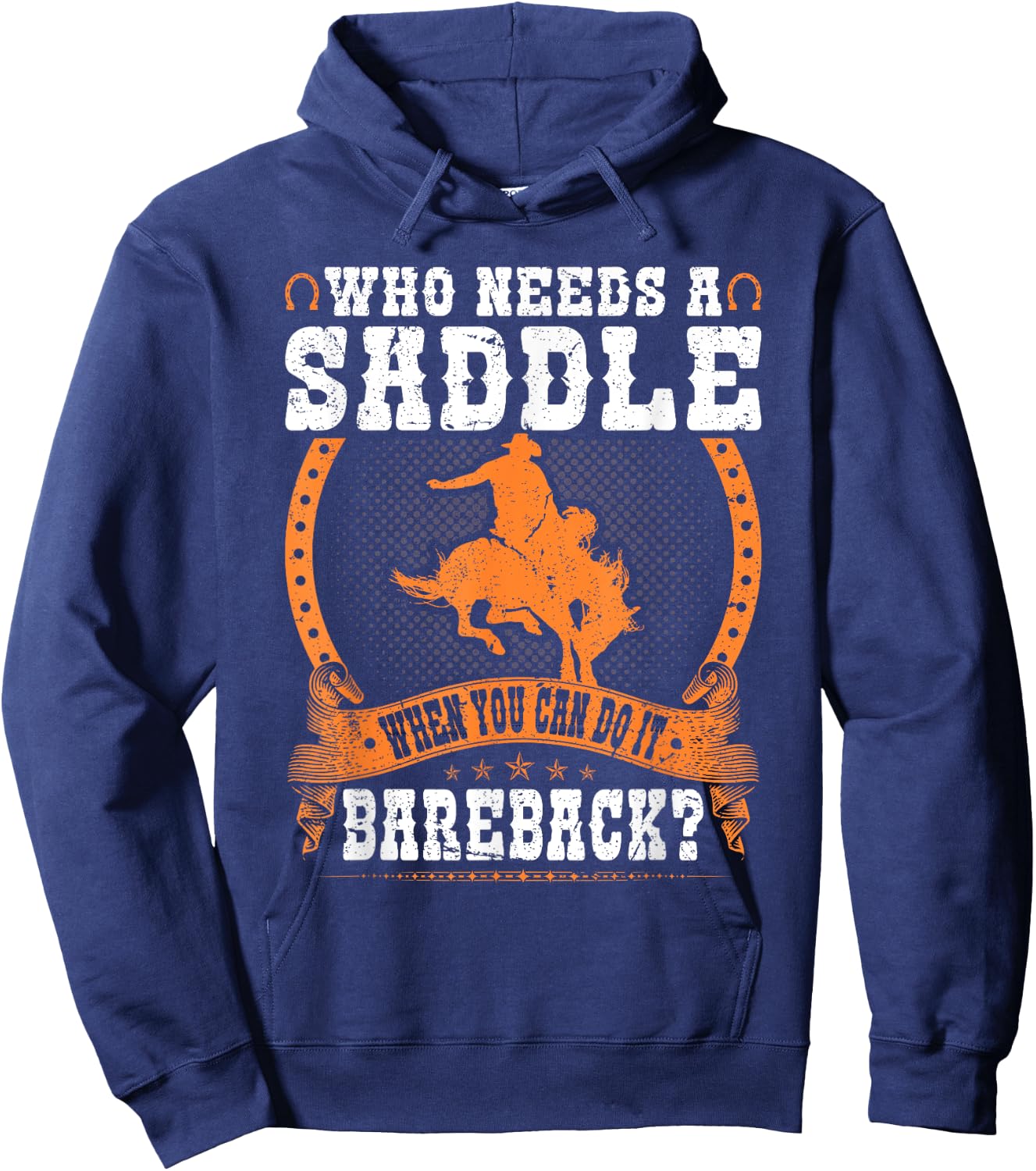 Bucking Bronco Western Rodeo Cowboy Bareback Bronc Riding Hoodie - Hoodie | Navy