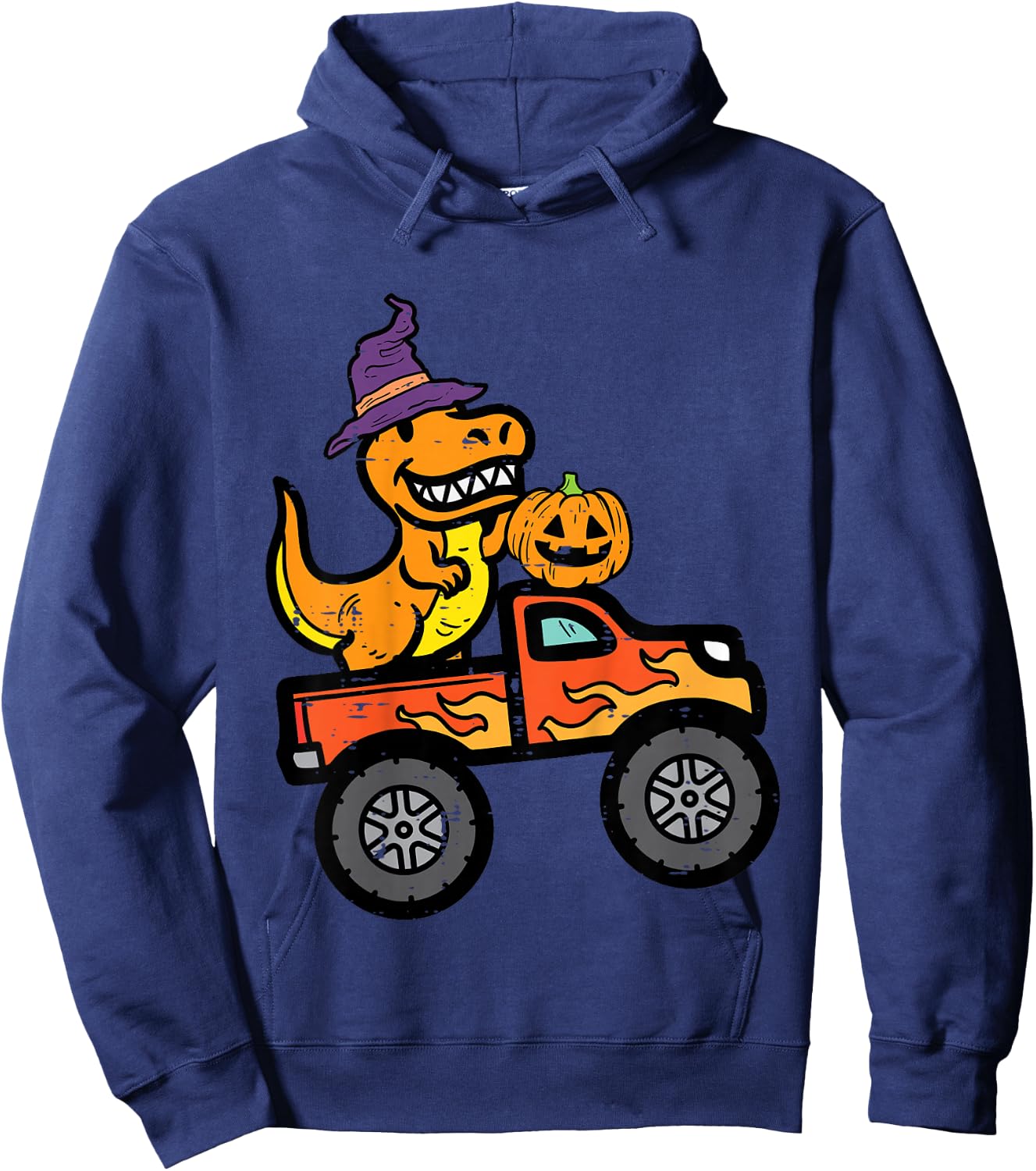 Kids Halloween Monster Truck Dino Trex Costume Boys Kids Toddler Hoodie - Hoodie | Navy