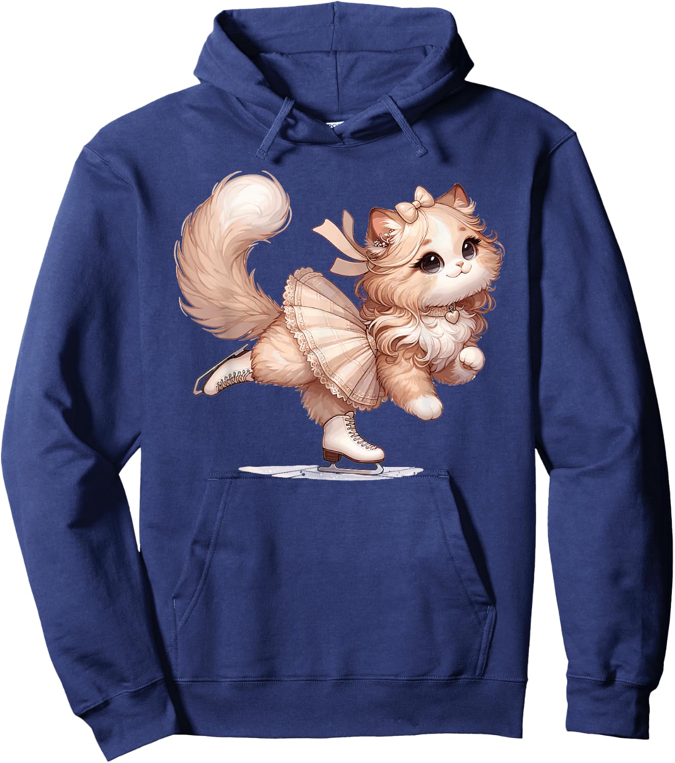 Girl Who Loves Cats And Ice Skating Cat Ice Skating Hoodie - Hoodie | Navy
