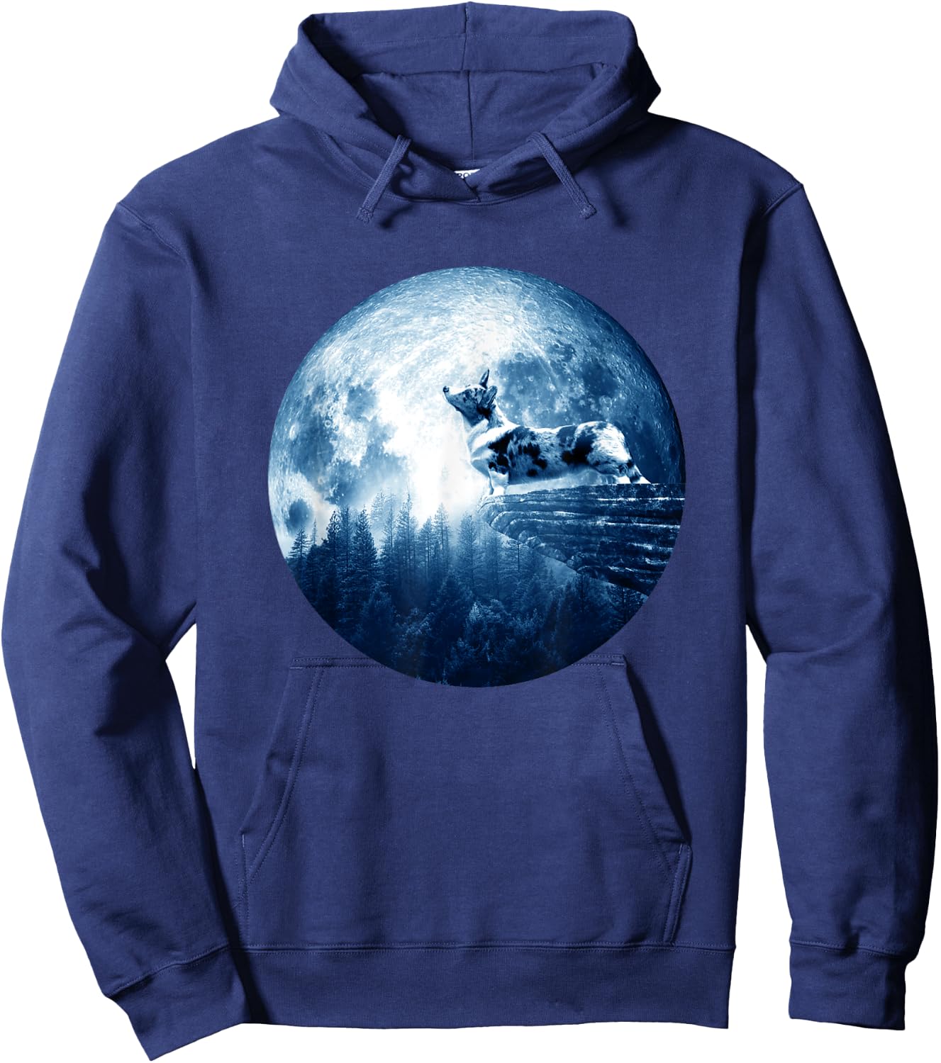 Cardigan Welsh Corgi Dog Moon Dog Mom Dad Dog Lovers Hoodie - Hoodie | Navy