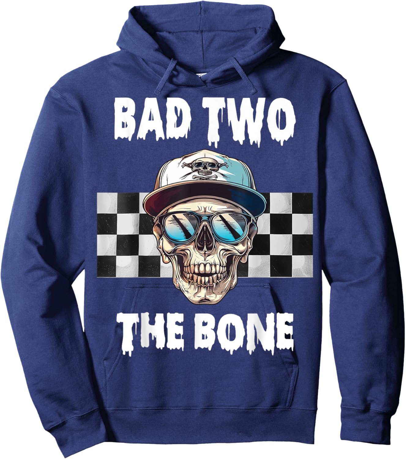 Bad To The Bone Birthday Halloween Skeleton Boy Toddler Hoodie - Hoodie | Navy
