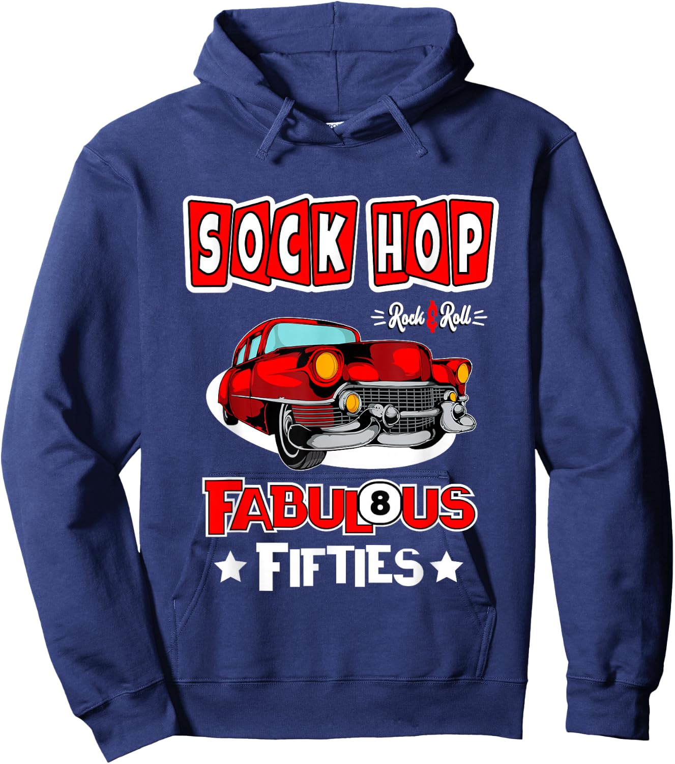 1950s Sock Hop Dance Vintage 50s Costume Rockabilly Party Hoodie - Hoodie | Navy
