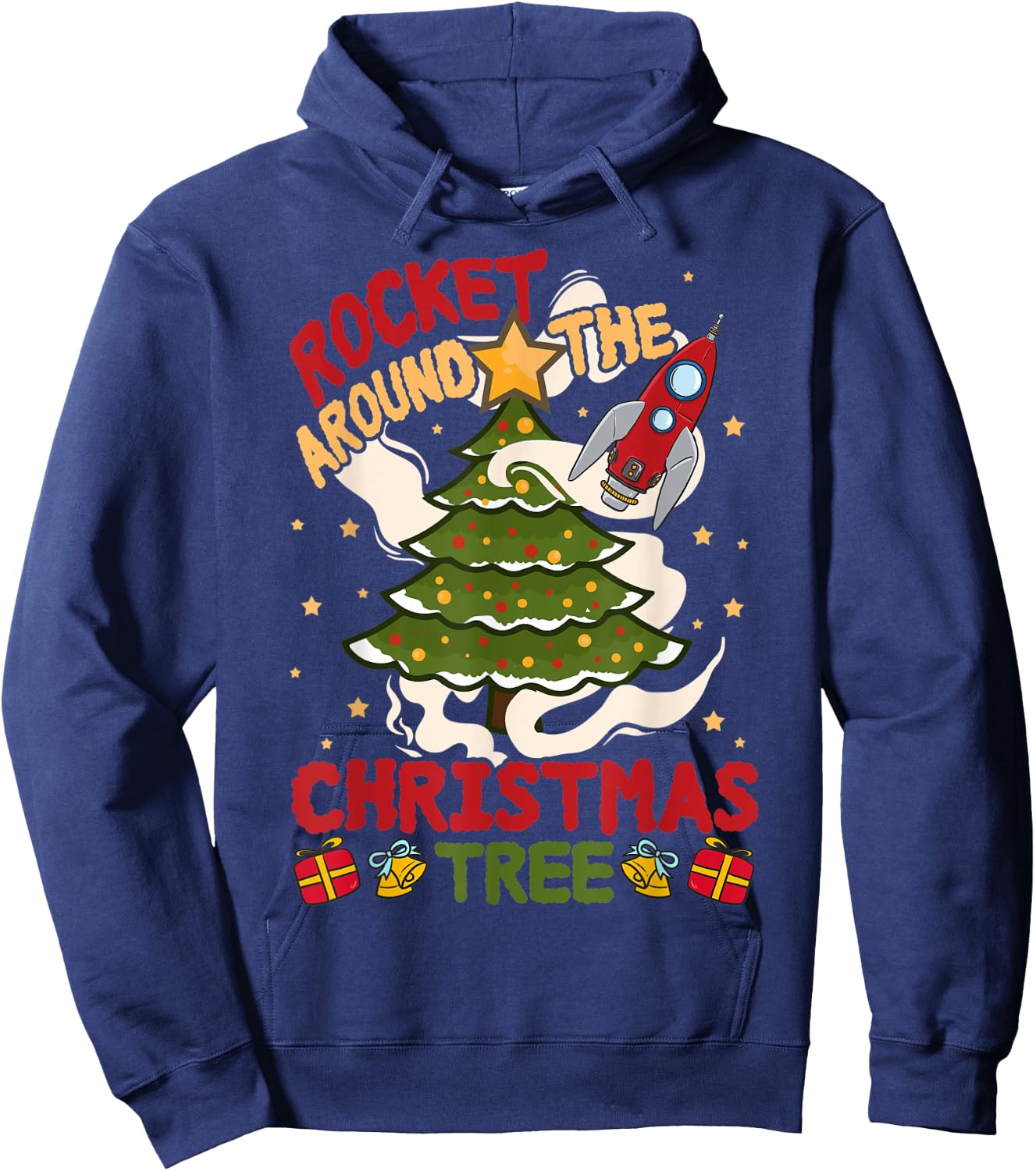 Rocket around the Christmas Tree - Cute Xmas Sweater Hoodie - Hoodie | Navy
