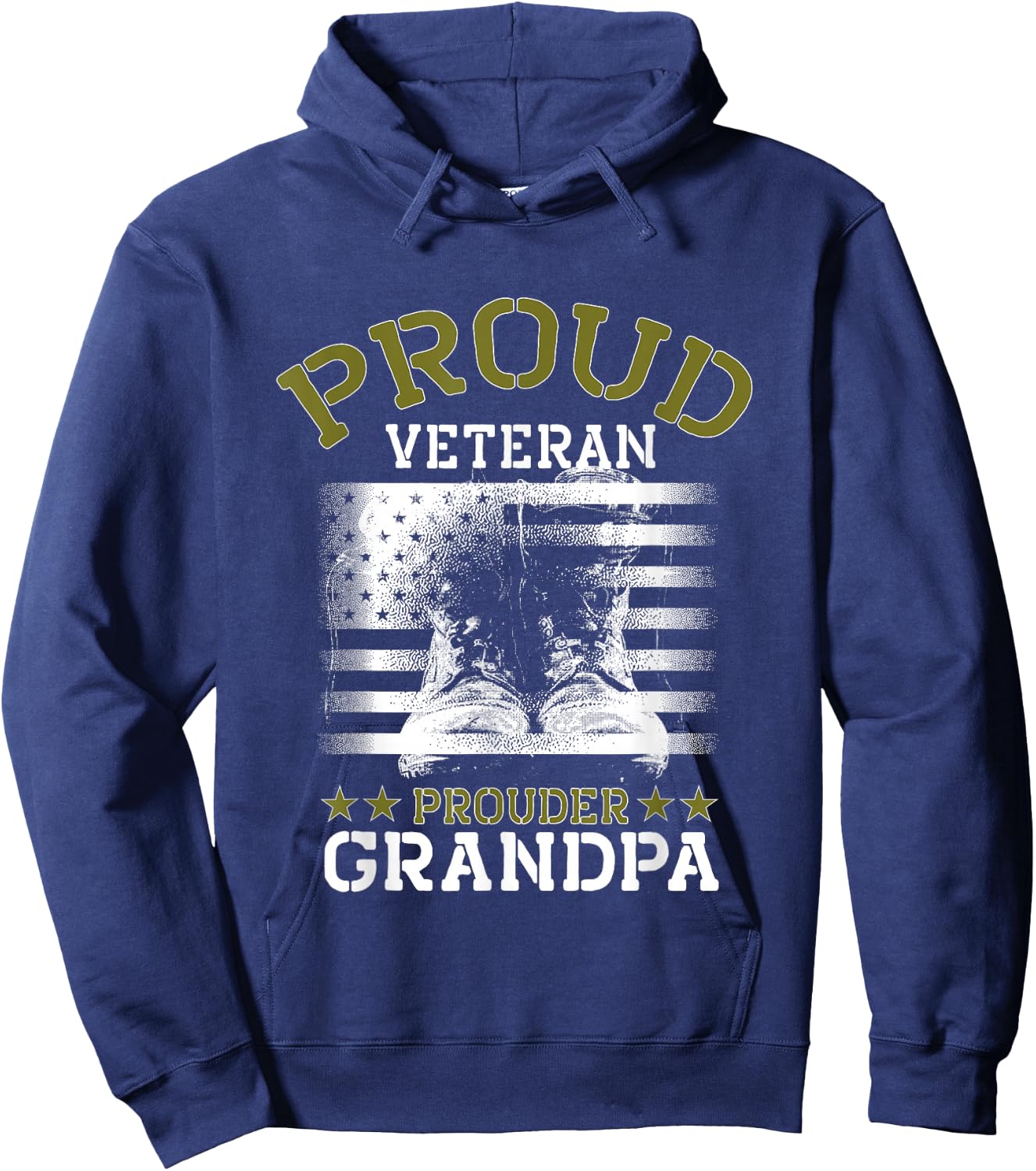 Grandpa Proud Veteran - Grandpa Veteran Grandfather Gift Hoodie - Hoodie | Navy