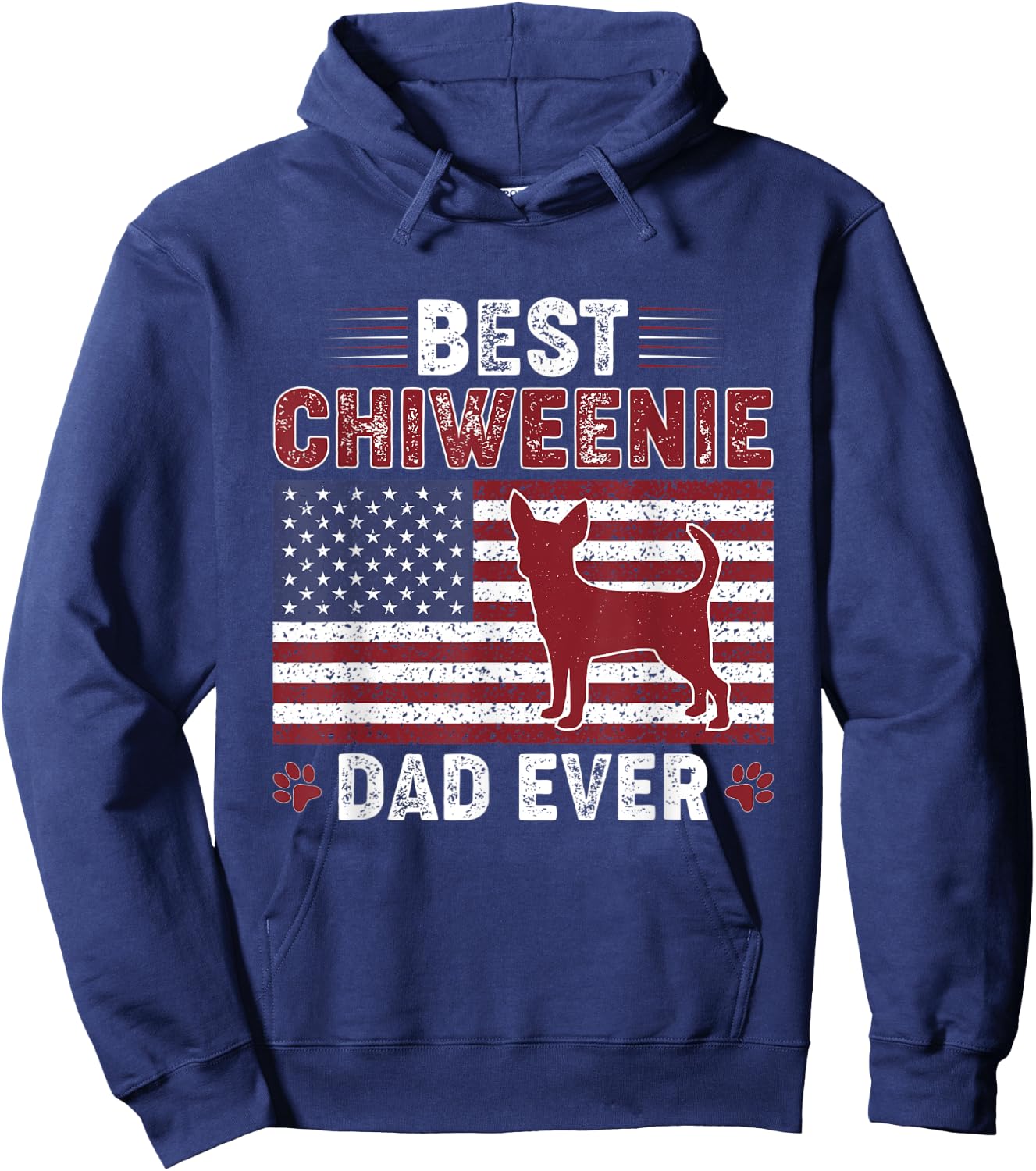 Best CHIWEENIE Dad Ever American flag Dog Dad Hoodie - Hoodie | Navy