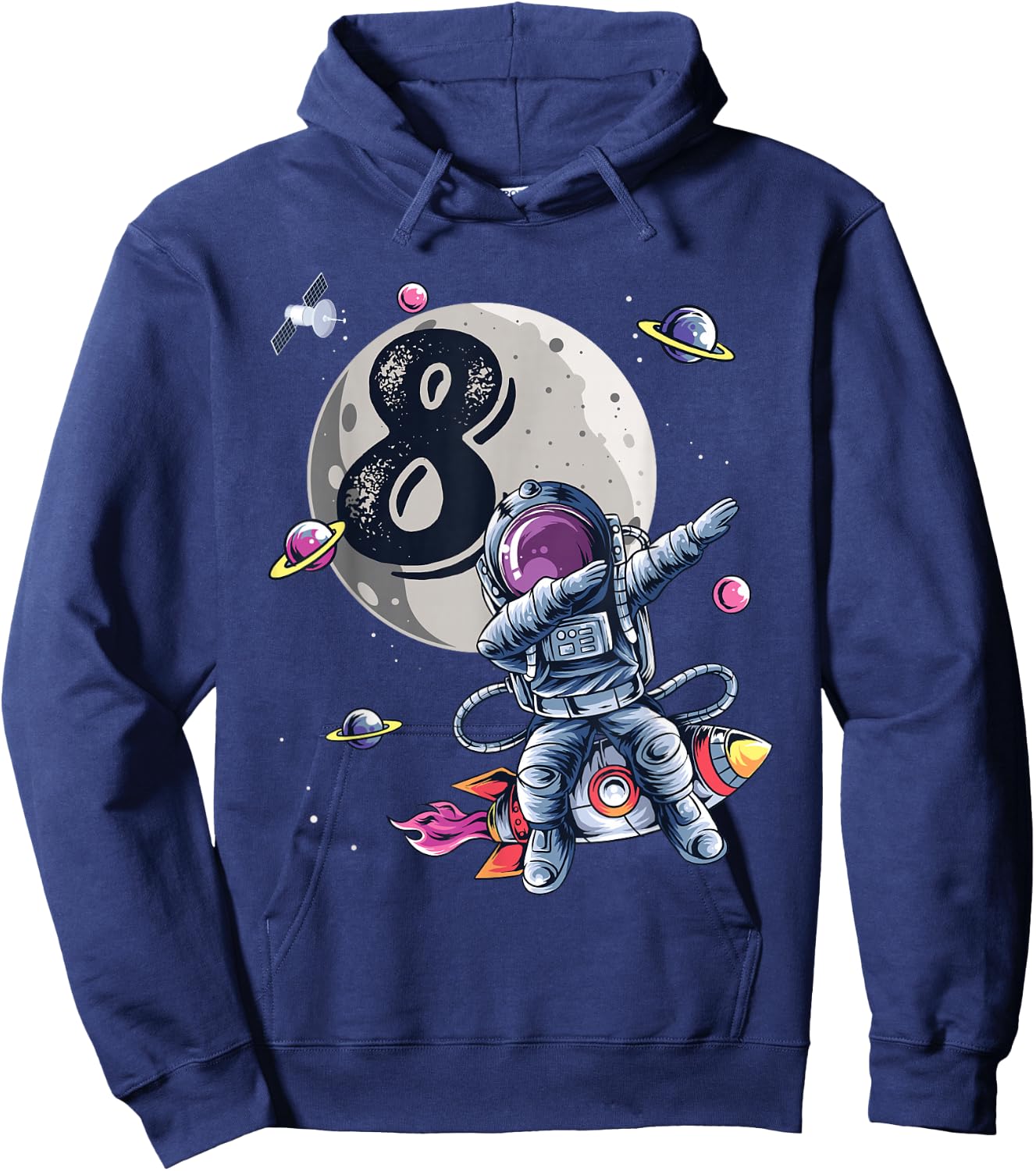 8 Years Old Birthday Boy Astronaut Gifts Space 8th B-Day Hoodie - Hoodie | Navy
