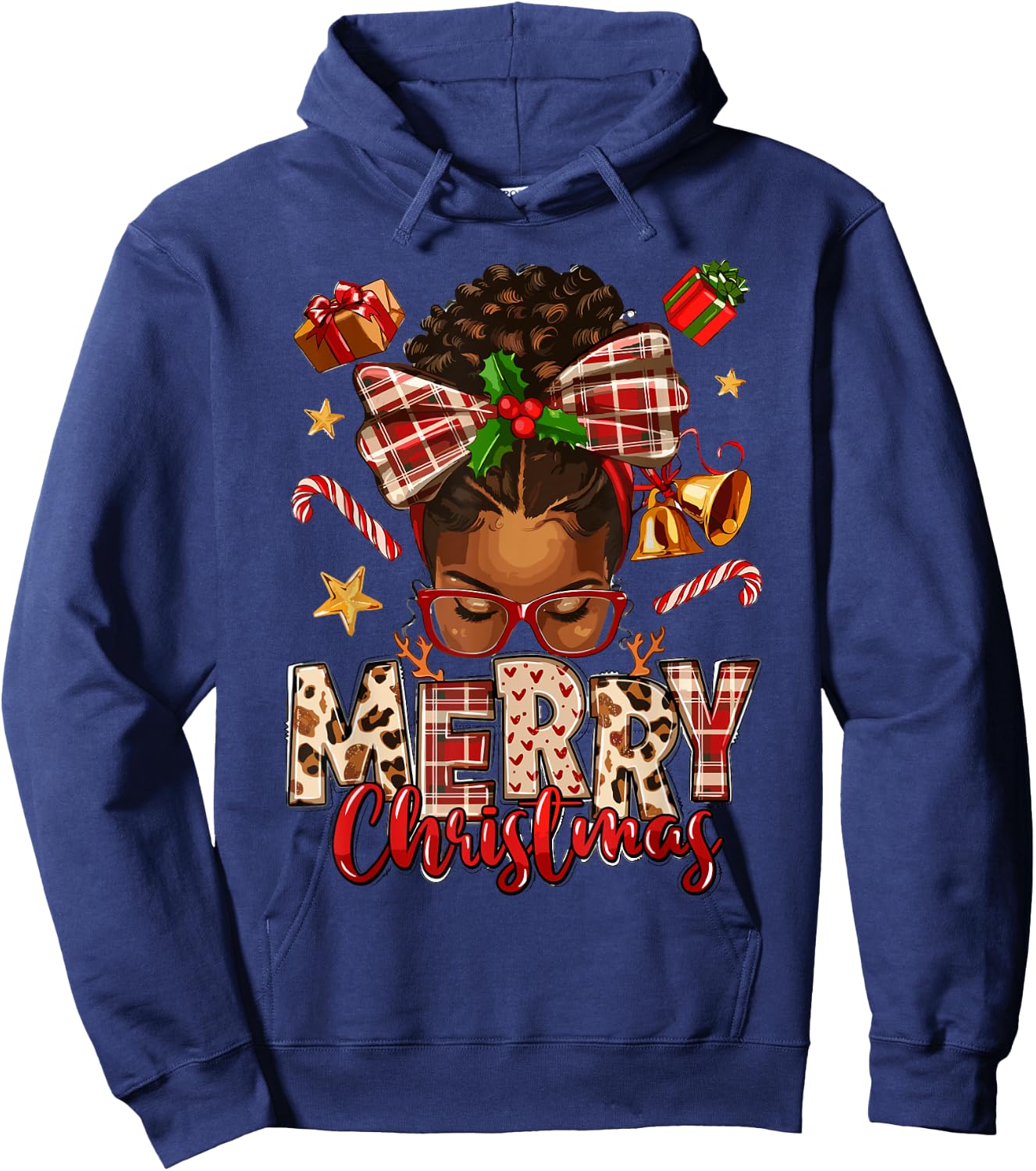 African American Christmas African Black Women Mom Xmas Hoodie - Hoodie | Navy
