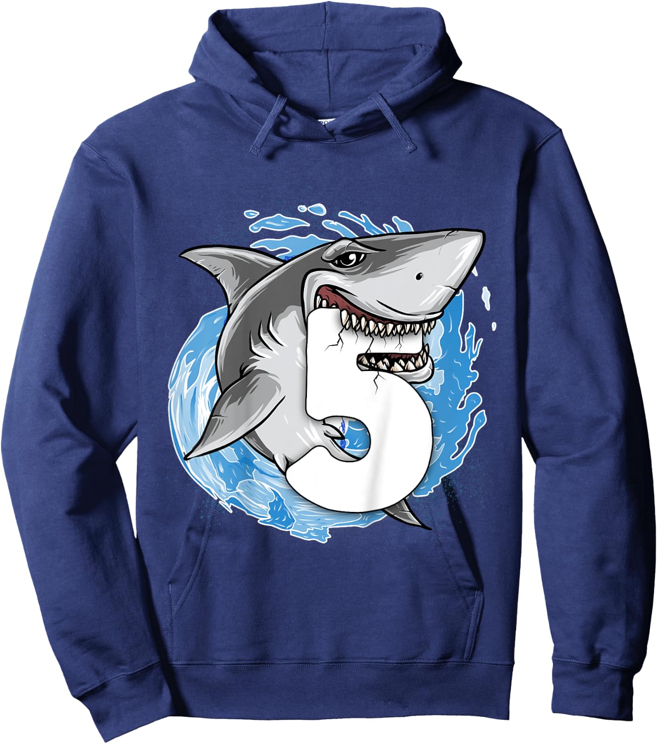 Kids Shark 5th Birthday Boy 5 year old Shark Theme Party 5 Shark Hoodie - Hoodie | Navy