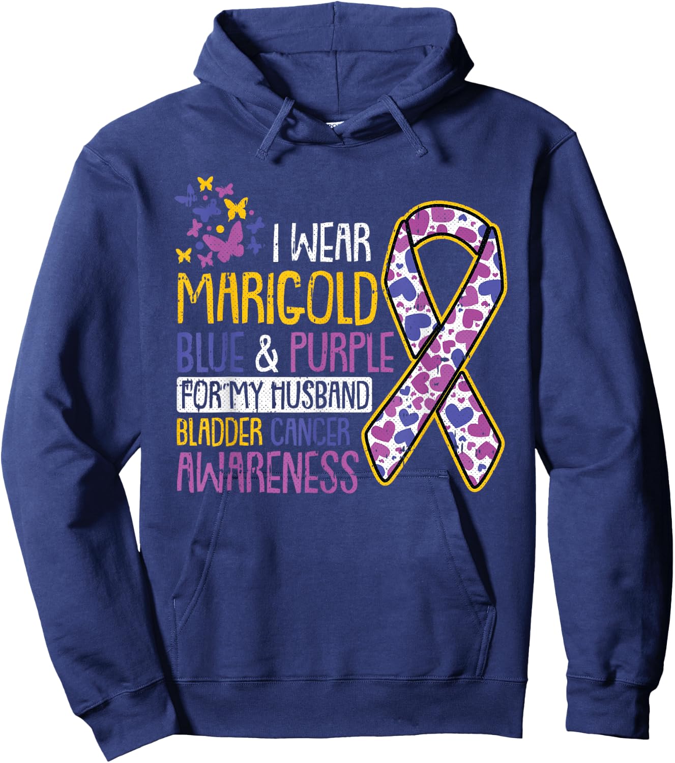 For My Husband Bladder Cancer Awareness Ribbon Warrior Dad Hoodie - Hoodie | Navy