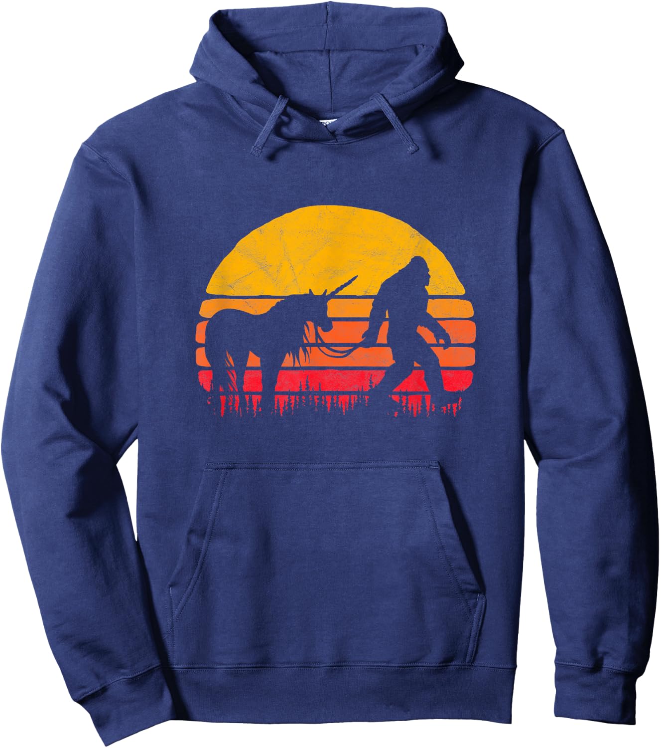 Bigfoot UFO Believer 2001 Funny Bigfoot / Sasquatch & Unicorn Retro Legends! Hoodie - Hoodie | Navy