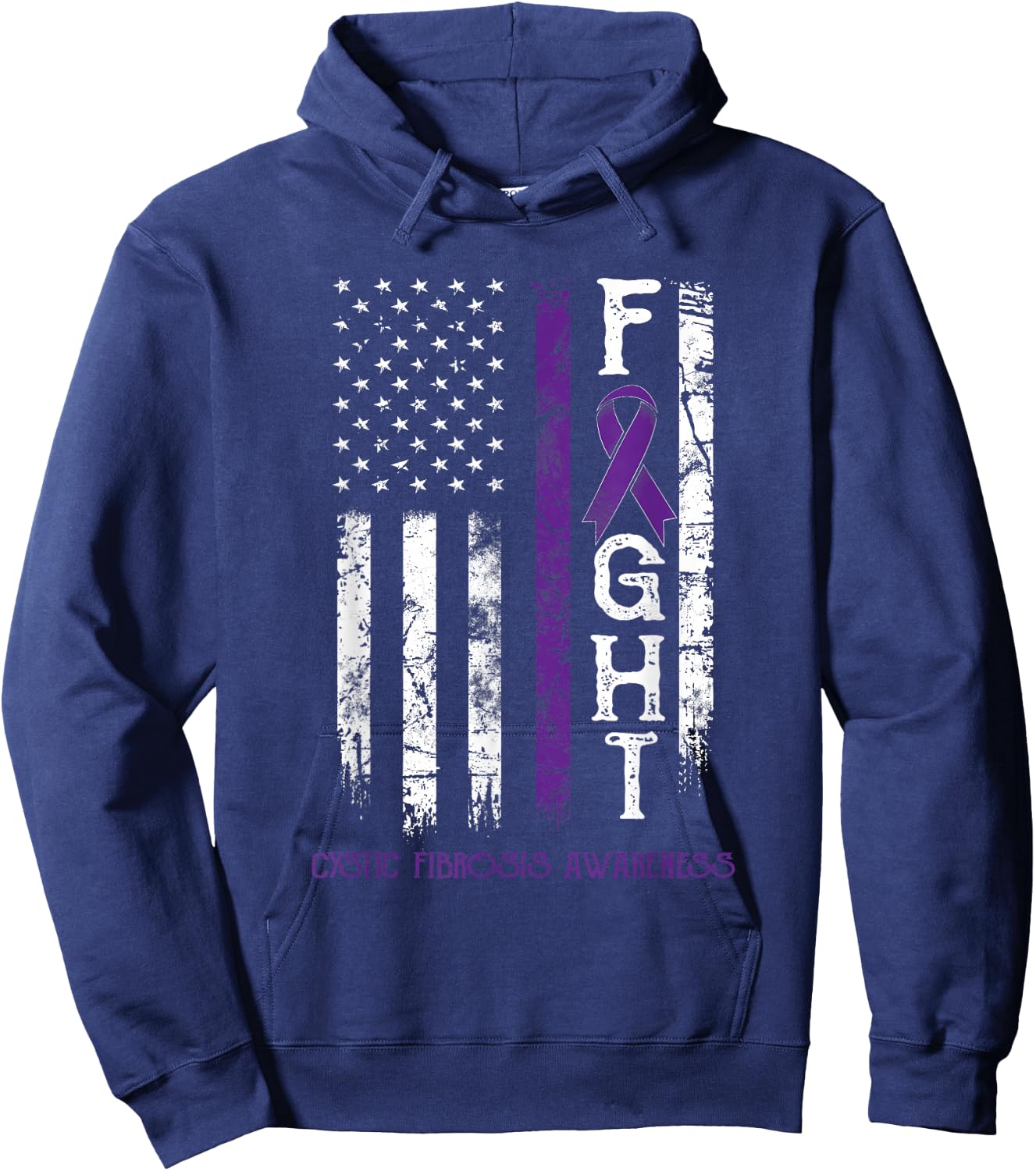 Cystic Fibrosis Warrior US Flag Hoodie - Hoodie | Navy