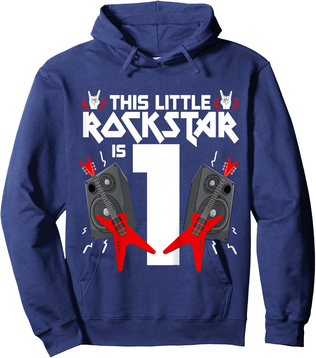 1 Year Old Rock and Roll Star Birthday Party Guitar 1st Gift Hoodie - Hoodie | Navy