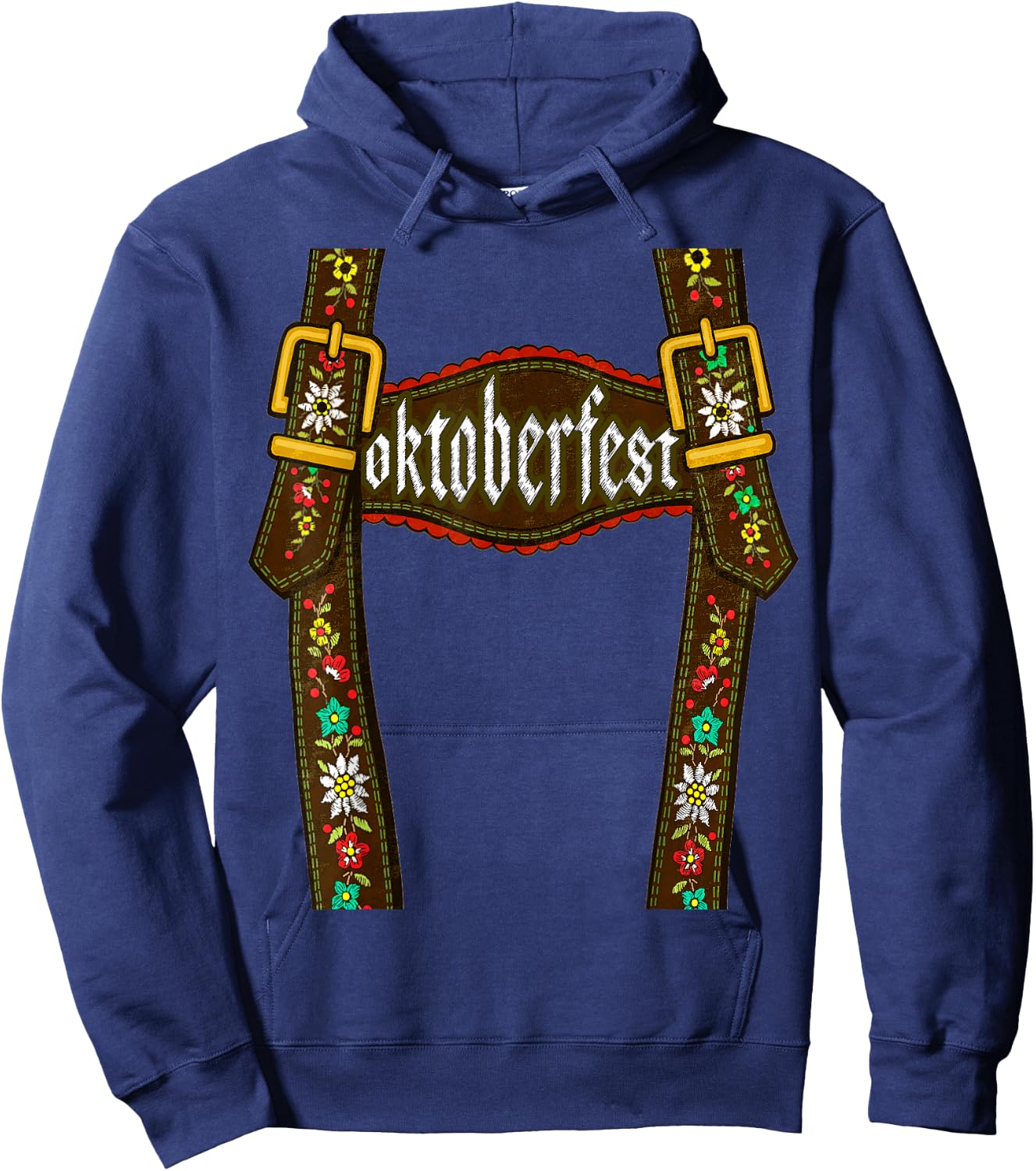 Lederhosen Suspenders Oktoberfest Bavarian Munich Beer Hoodie - Hoodie | Navy