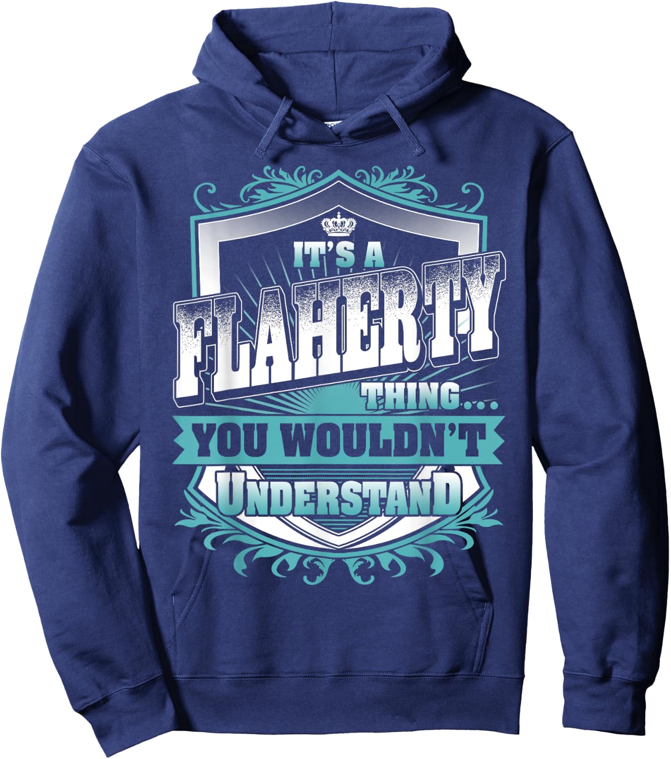 Vintage Classic FLAHERTY Family Apparels -Adult Black Small Hoodie - Hoodie | Navy