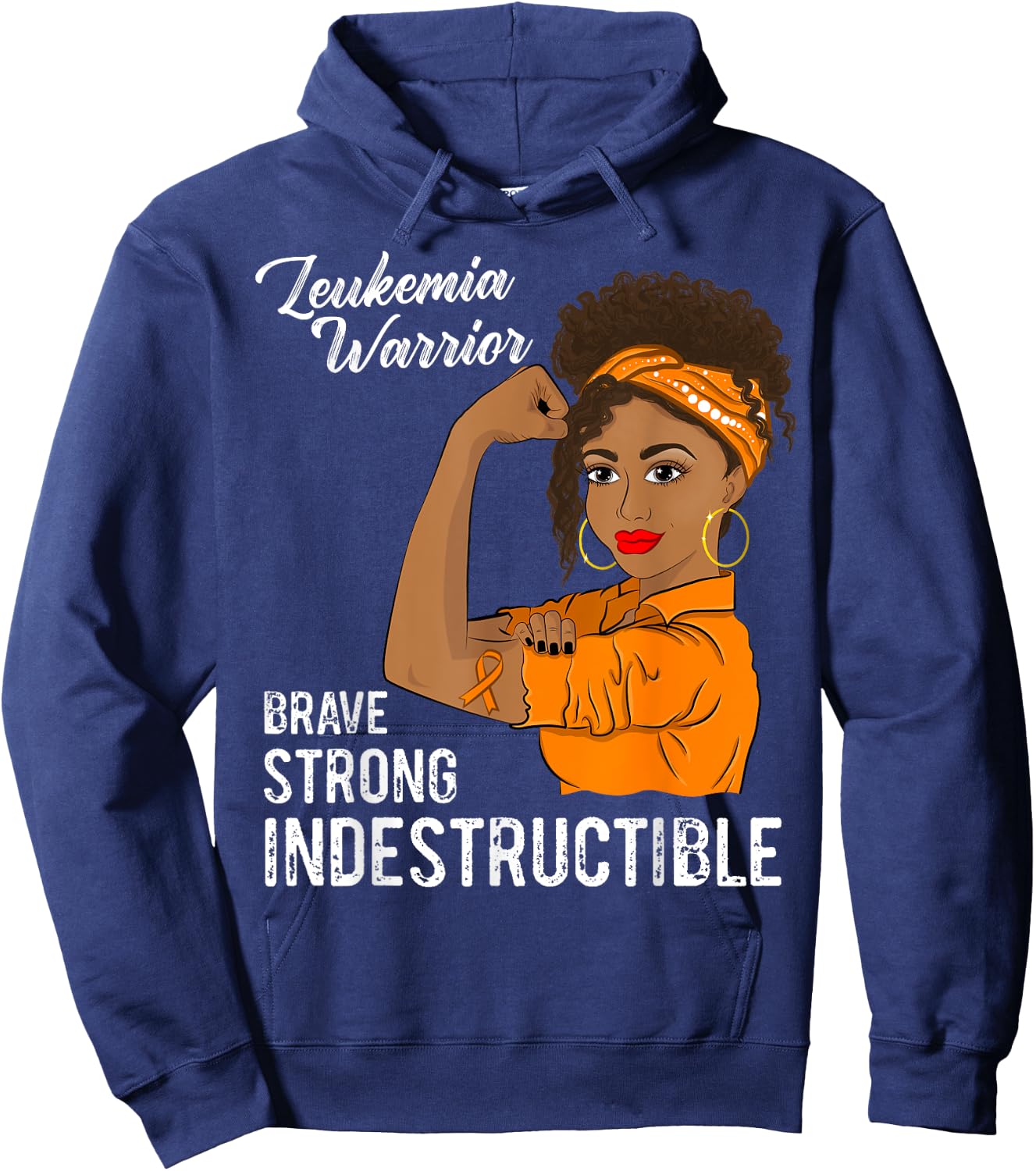 Leukemia Warrior Indestructible Cancer Survivor Awareness Hoodie - Hoodie | Navy