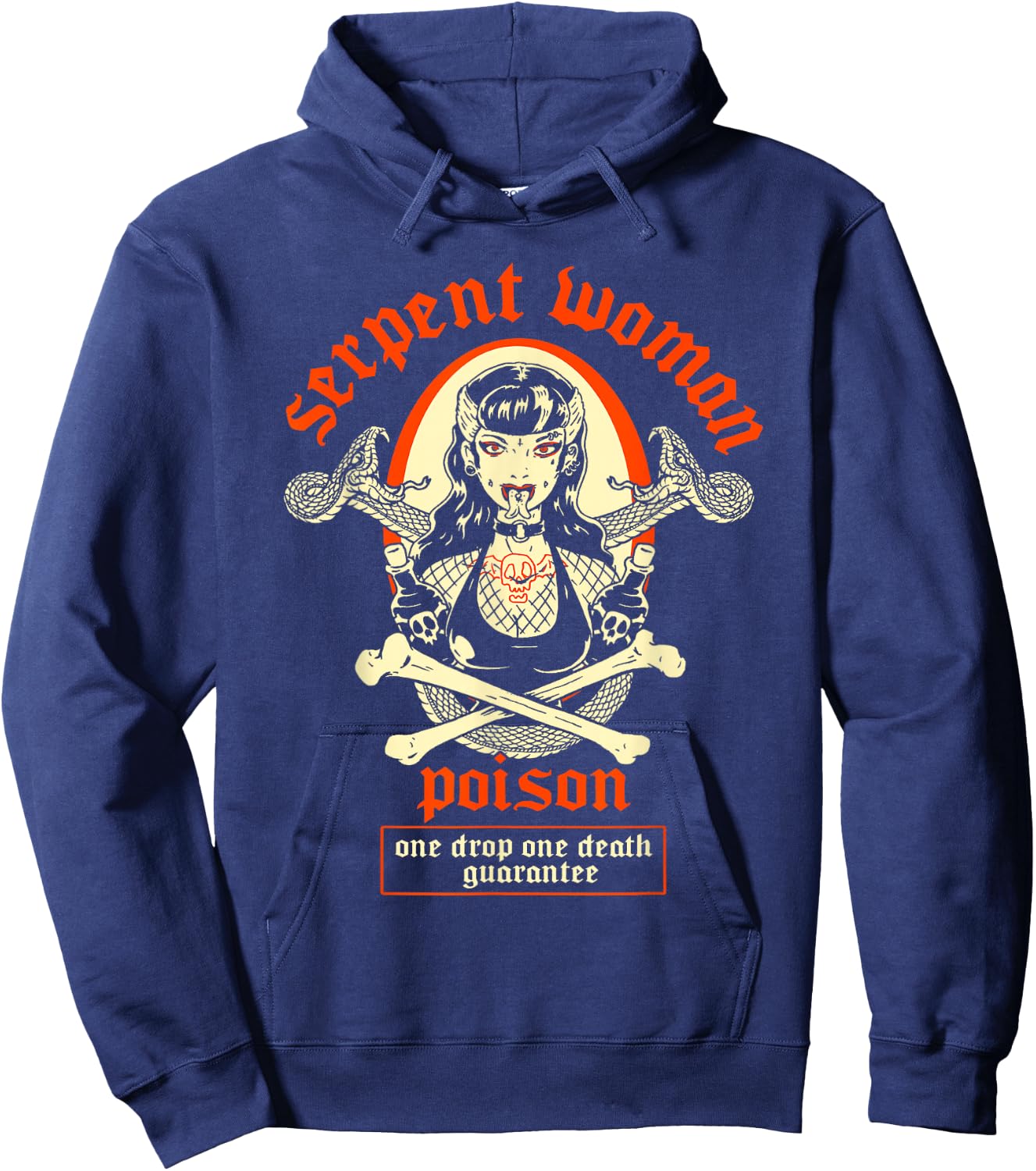 Serpent Woman Goth Girl Psychobilly Tattooed Pinup Poison Hoodie - Hoodie | Navy