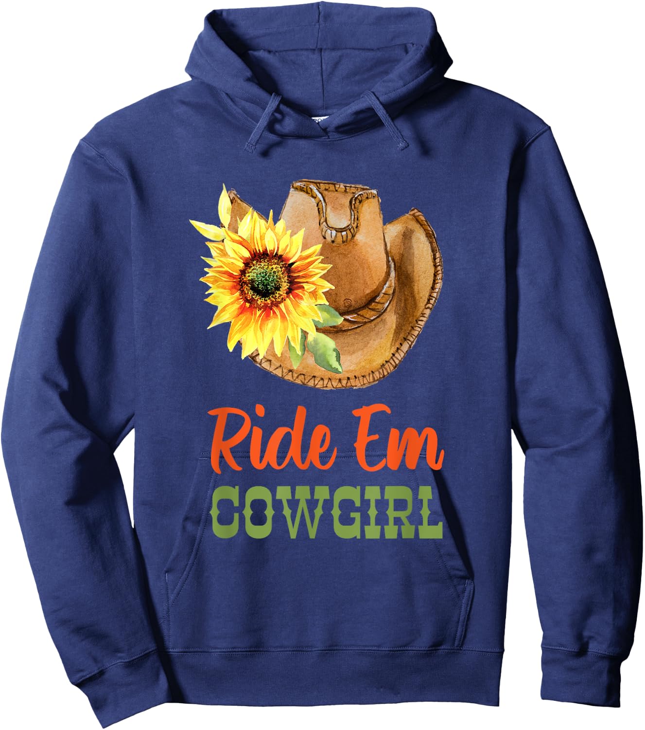 Country Cowgirl Hat - Ride Em Cowgirl Hoodie - Hoodie | Navy