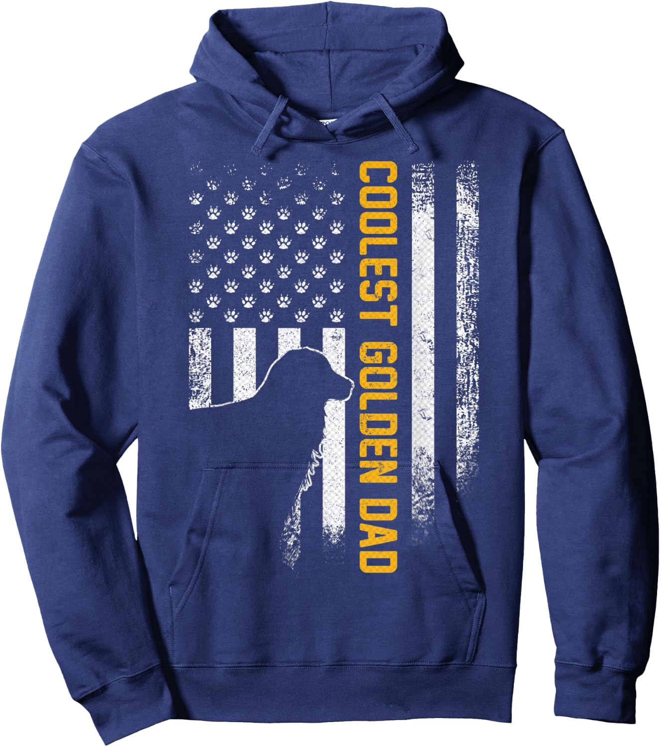 Vintage USA American Flag Coolest Golden Retriever Dad Funny Men Hoodie - Hoodie | Navy