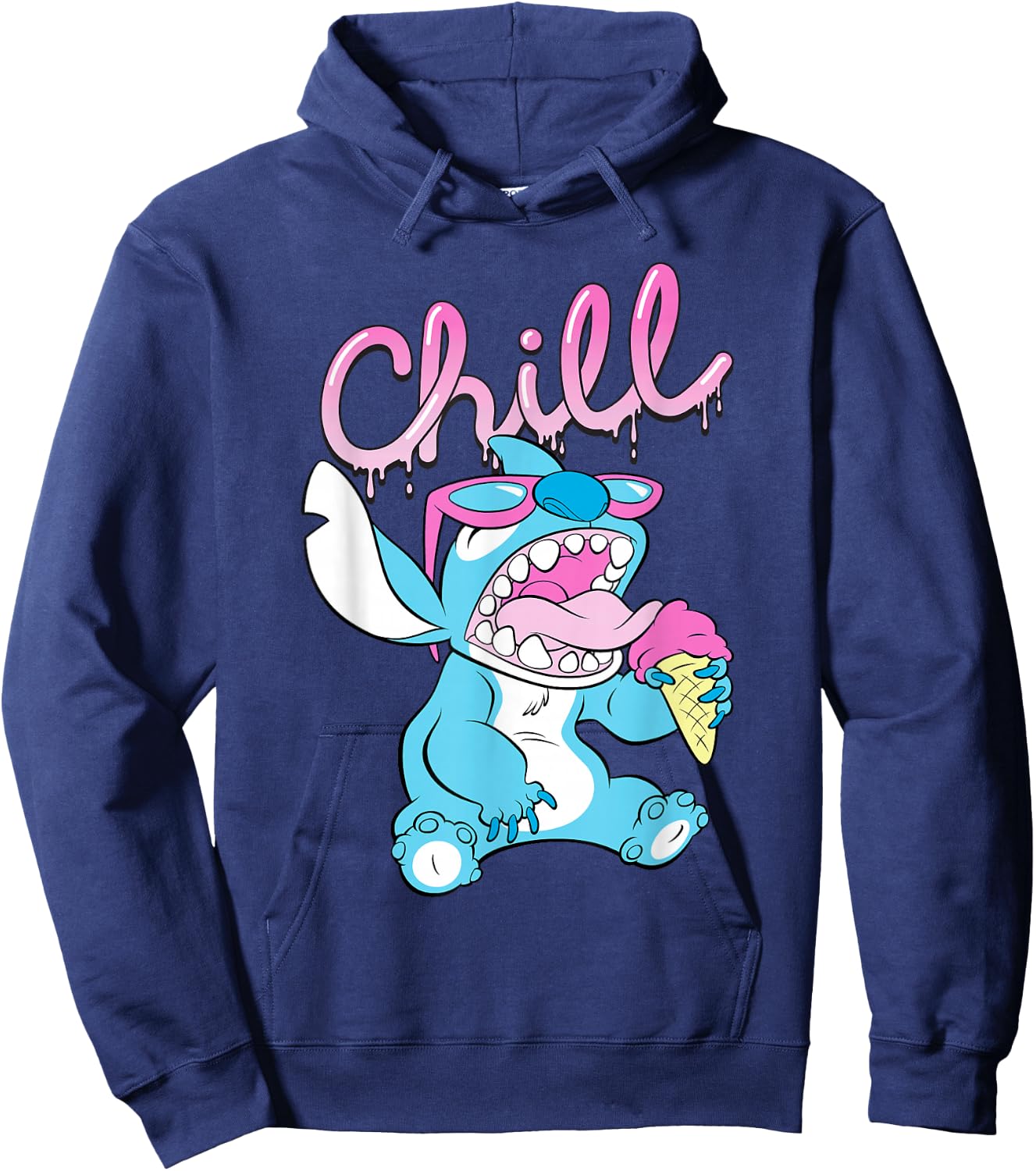 Disney Lilo and Stitch Neon Ice Cream Chill Drip Hoodie - Hoodie | Navy
