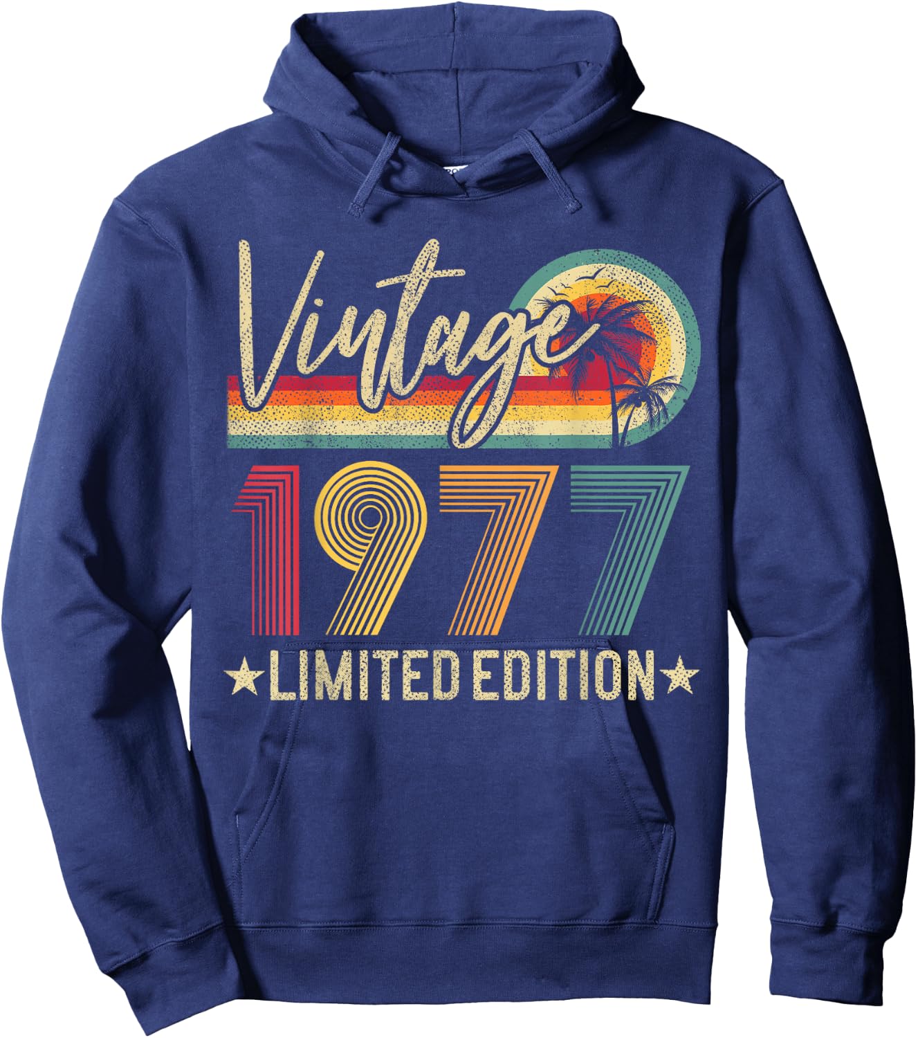 48th Birthday Vintage 1977 Men Women 48 Years Old Retro Hoodie - Hoodie | Navy