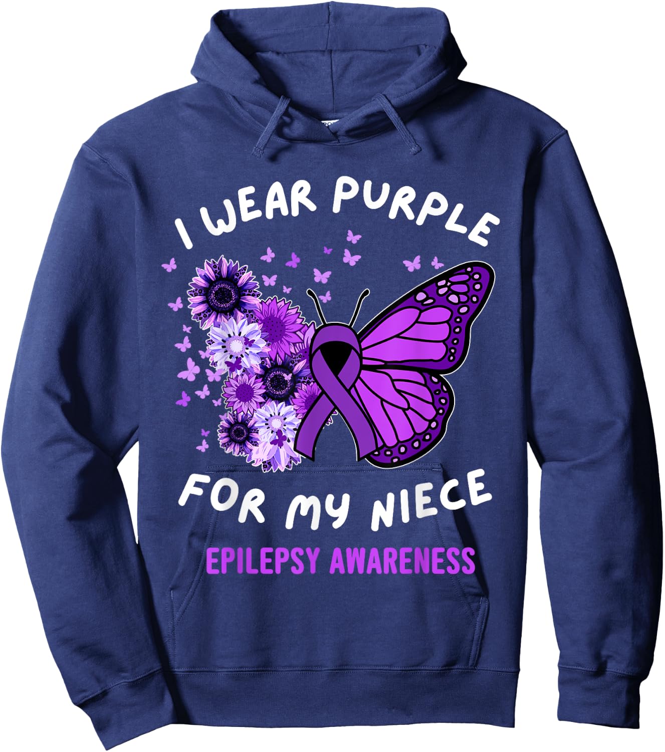 I Wear Purple For My Niece Epilepsy Awareness November Women Hoodie - Hoodie | Navy