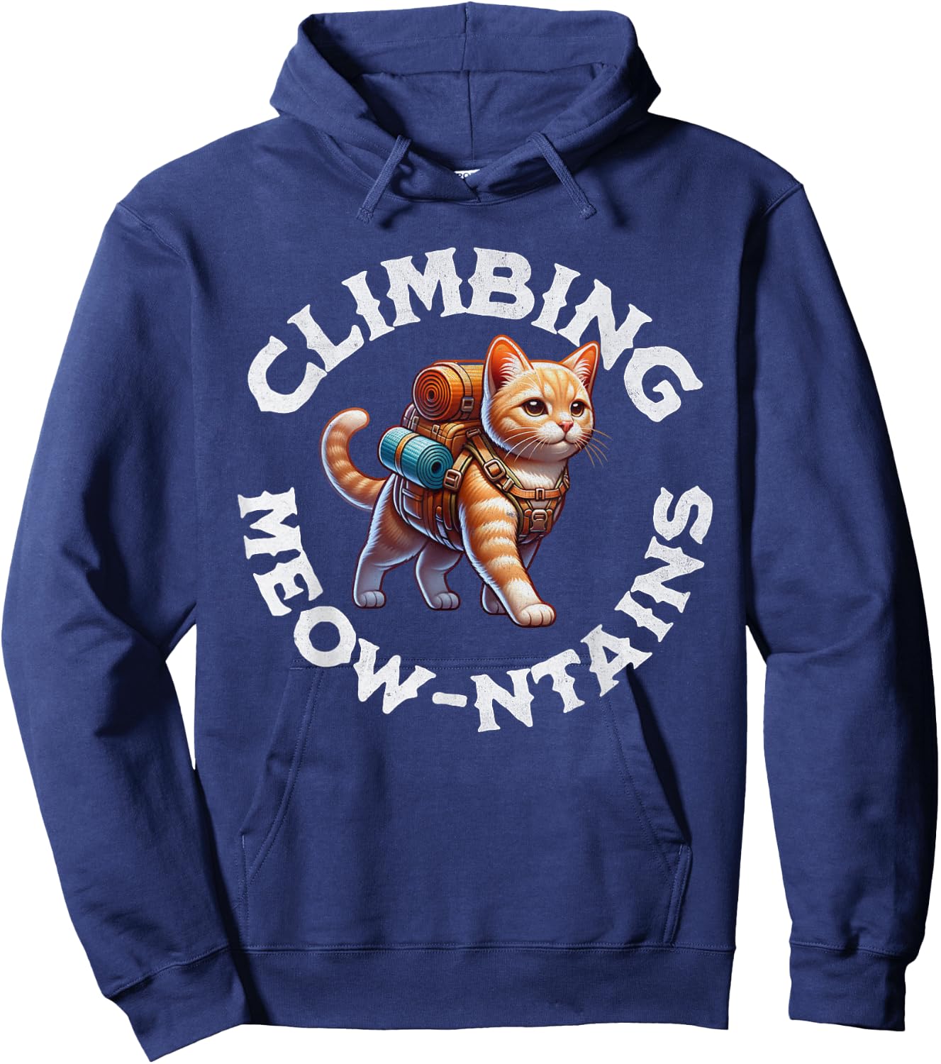 Cat Climbing Mountains Hiking Outdoors Adventure Trekking Hoodie - Hoodie | Navy