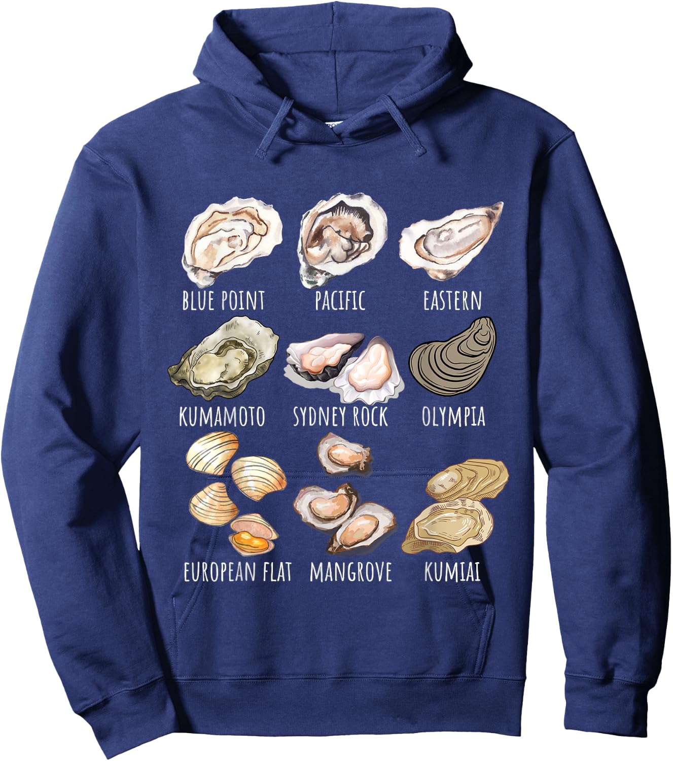 Different Type of Oysters Breed Collection,Cute Oyster Lover Hoodie - Hoodie | Navy