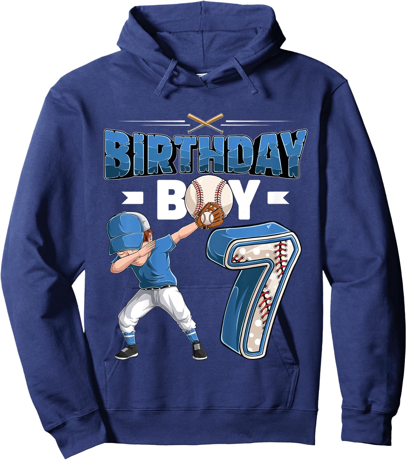 Kids dabbing boy 7 year old Baseball Player 7th birthday party Hoodie - Hoodie | Navy