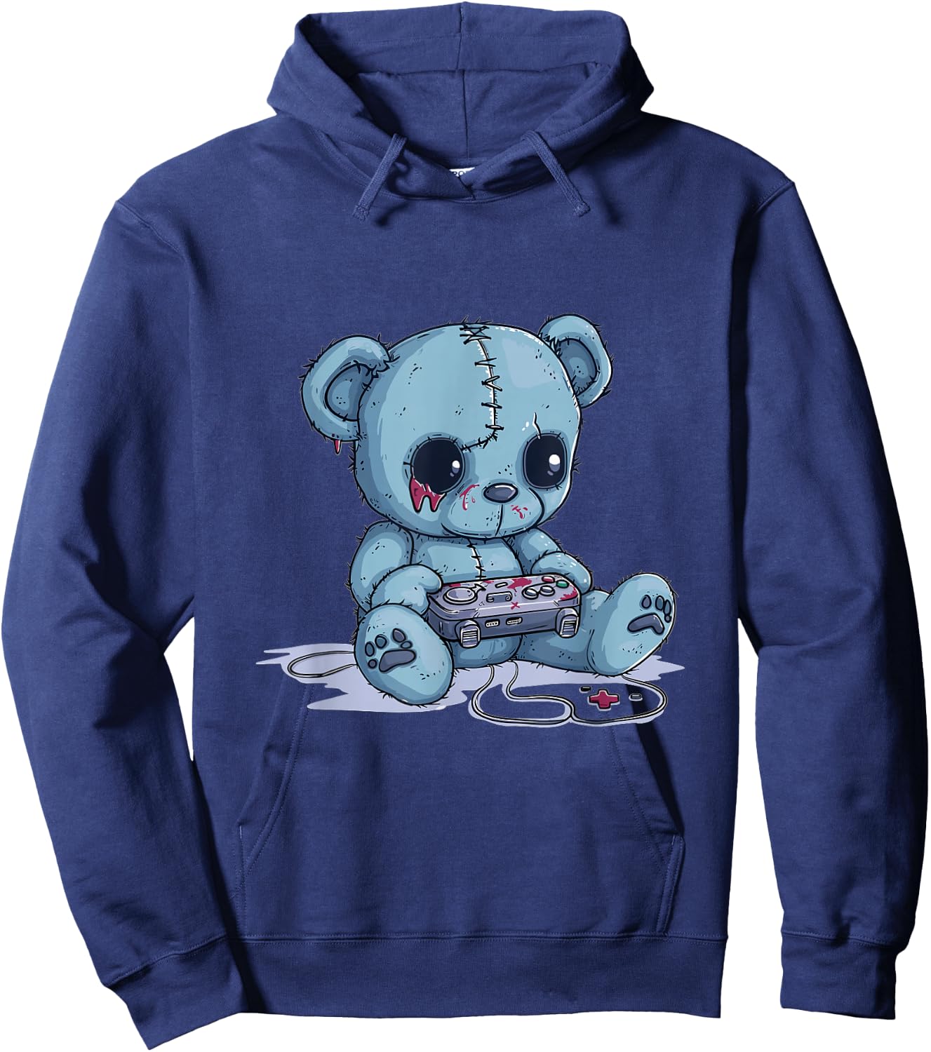 Goth Pastel Cute Creepy Kawaii Gamer Teddy Bear Gaming Hoodie - Hoodie | Navy