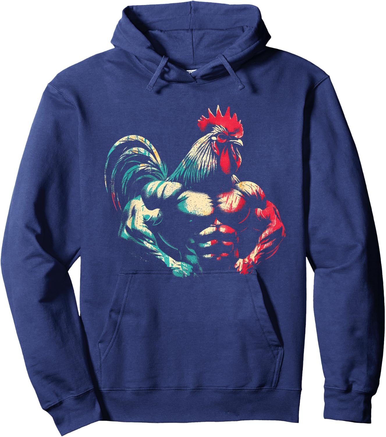 Bodybuilder Rooster - Funny Weightlifting Rooster Workout Hoodie - Hoodie | Navy