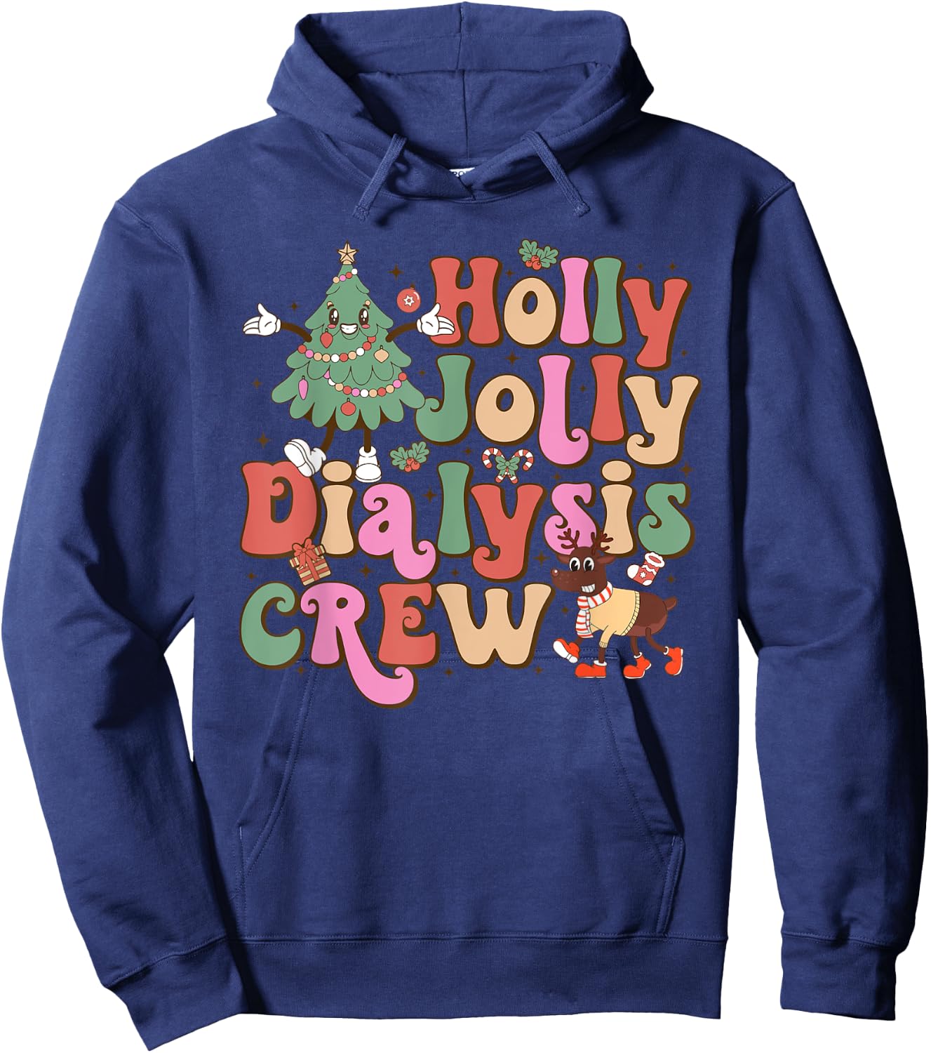 Holly n Jolly Dialysis Crew Merry Christmas Hoodie - Hoodie | Navy