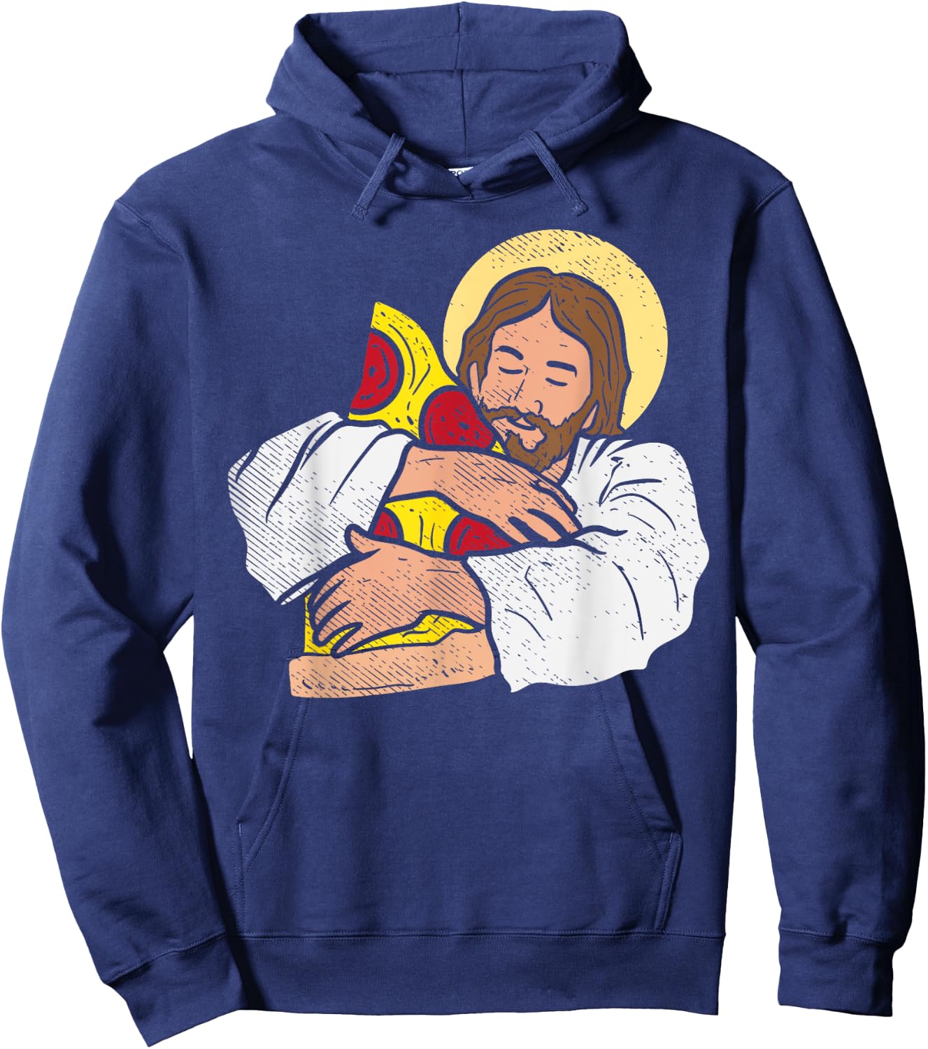 Food Lover Jesus Pizza Funny God Christ Snack Christian Gift Hoodie - Hoodie | Navy