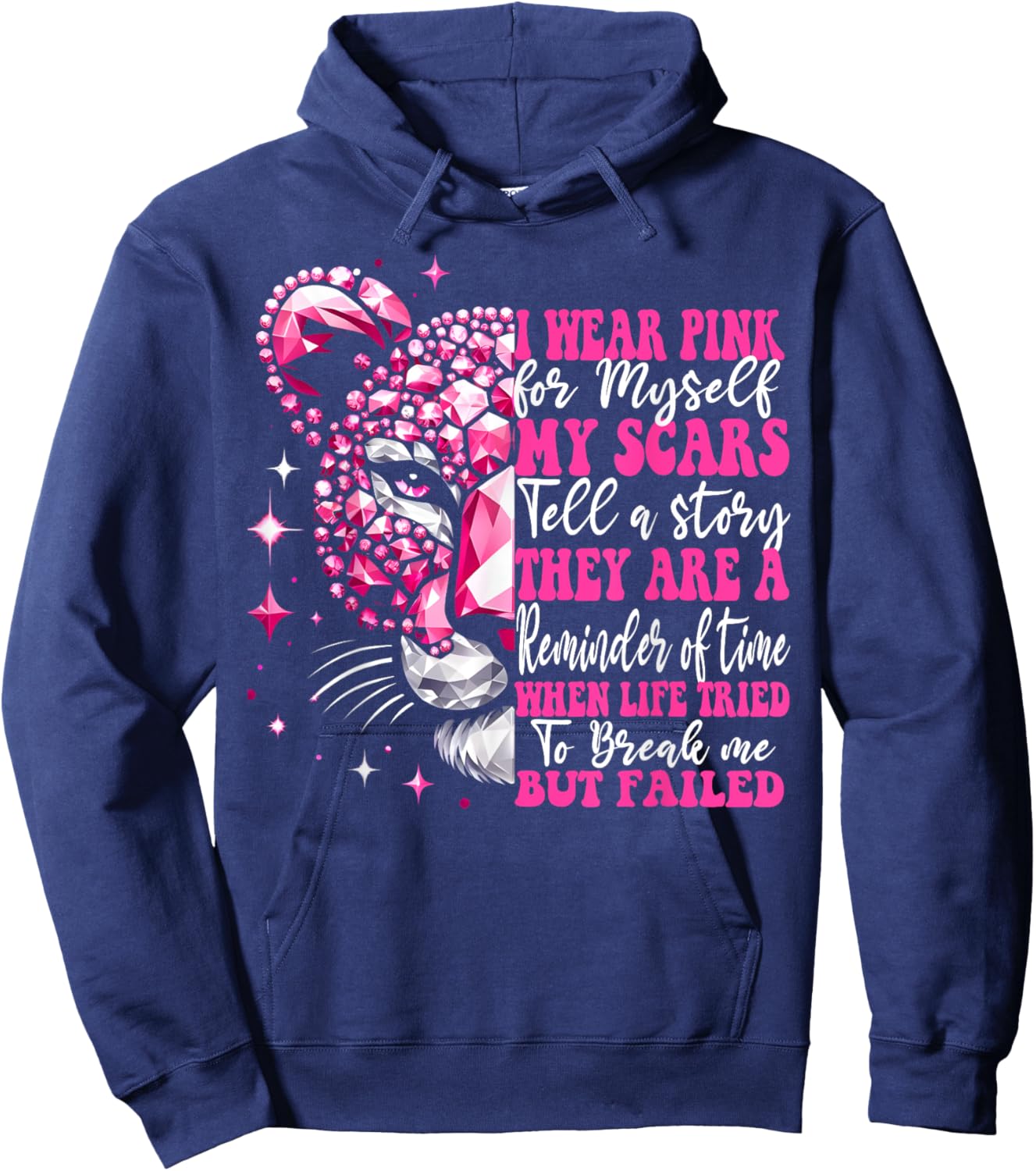 I Wear Pink For Myself My Scars Pink Breast Cancer Survivor Hoodie - Hoodie | Navy