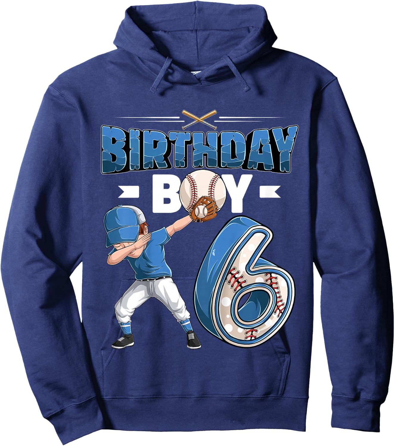 Kids Dabbing boy 6 Year Old Baseball Player 6th Birthday Party Hoodie - Hoodie | Navy