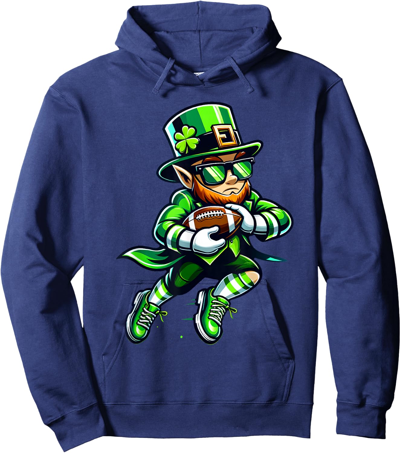 Leprechaun Playing Football St Patricks Day Sport Boys Hoodie - Hoodie | Navy